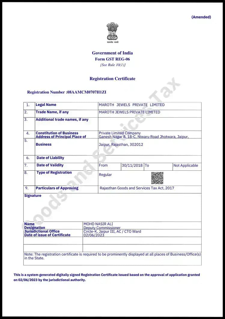Company certificate