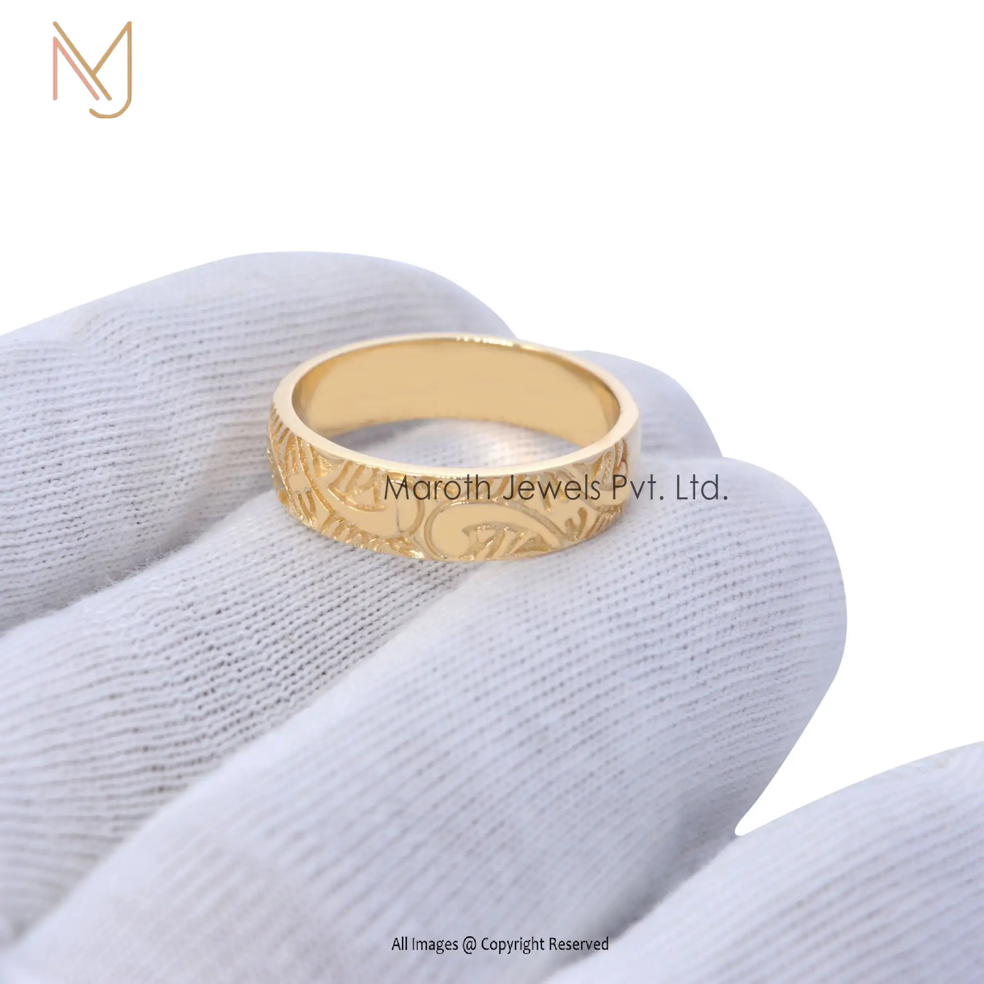 925 Silver Natural Silver Engraved Man's Ring Jewelry Manufacturer