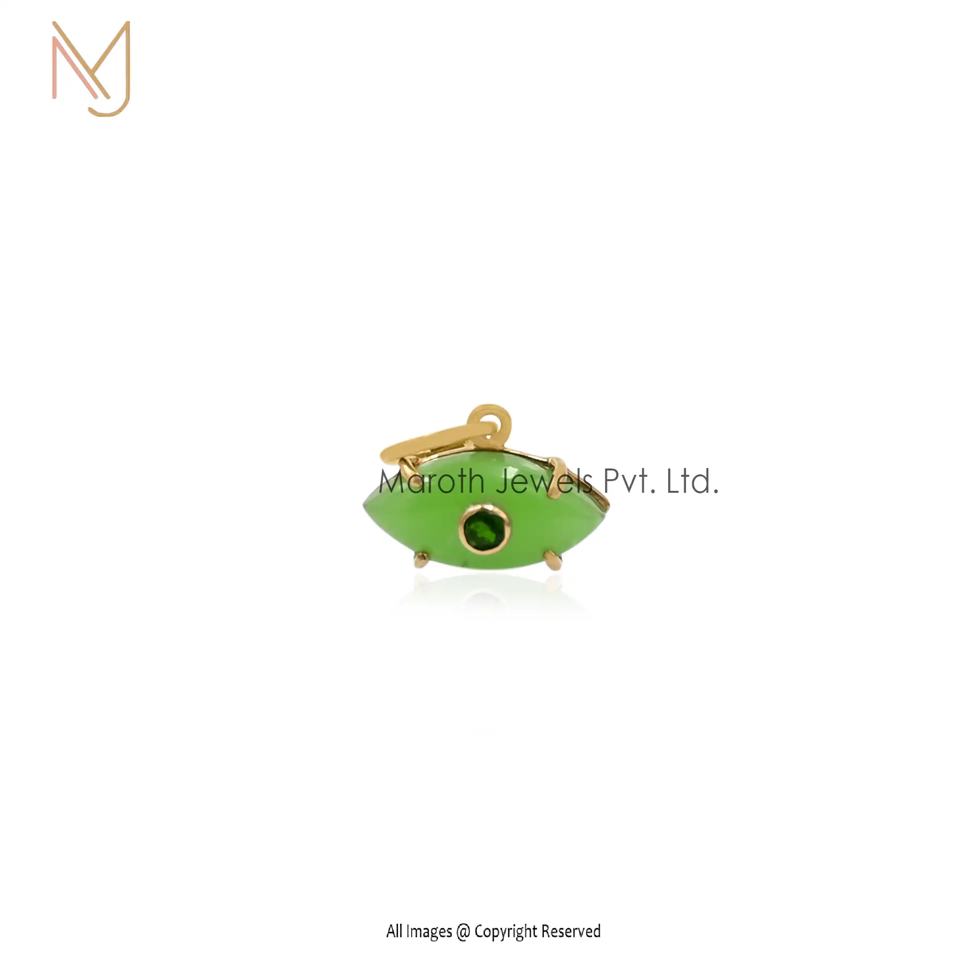 925 Silver Green Synthetic Opal & Green CZ Evil Eye Pendant Jewelry Supplier