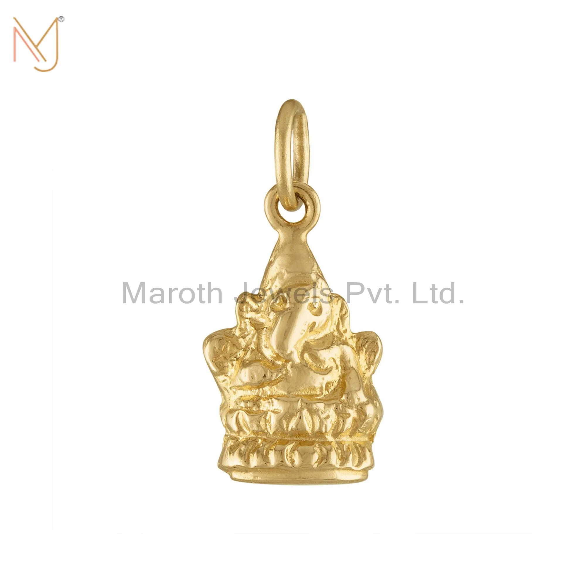 925 Silver Gold Plated Ganesha Charms Pendant Jewelry Supplier