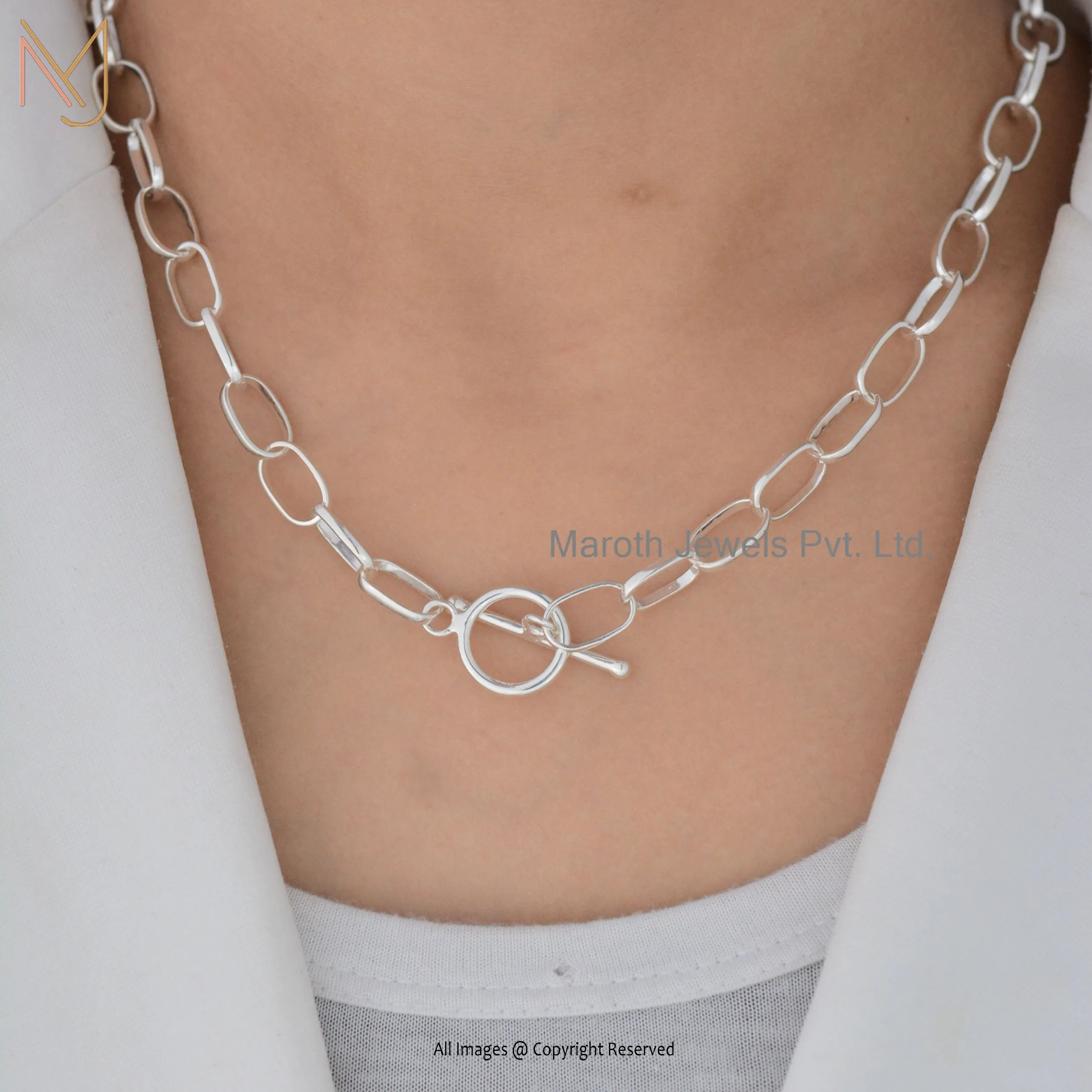 Wholesale 925 Silver Paperclip Chain Necklace With Toggle Clasp Jewelry