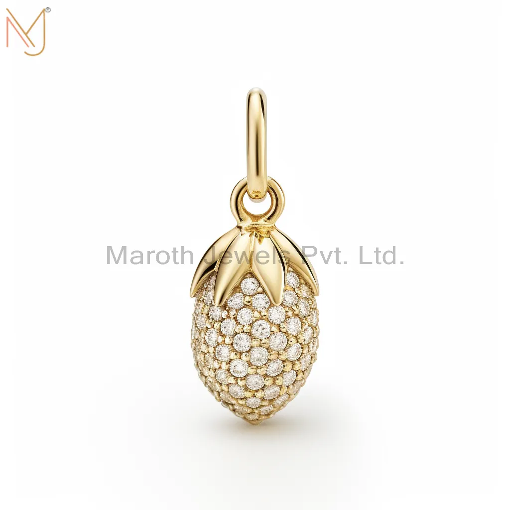 Private Lable 925 Sterling Silver Yellow Gold Plated Moissanite Pineapple Pendant Jewelry