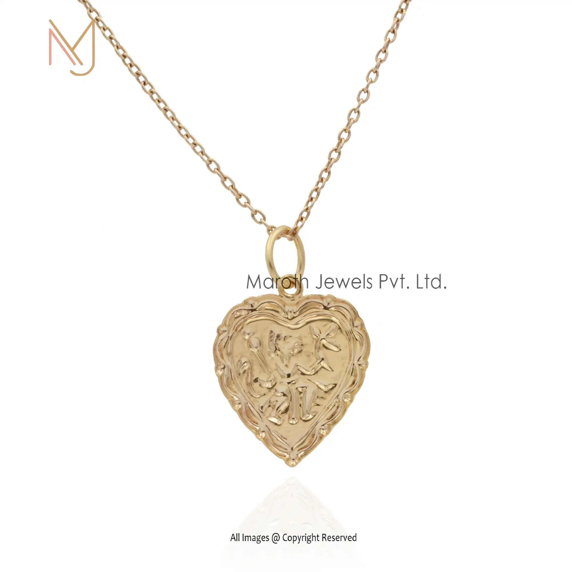 14K Yellow Gold Heart Shape Desgin Pendant Jewelry Supplier