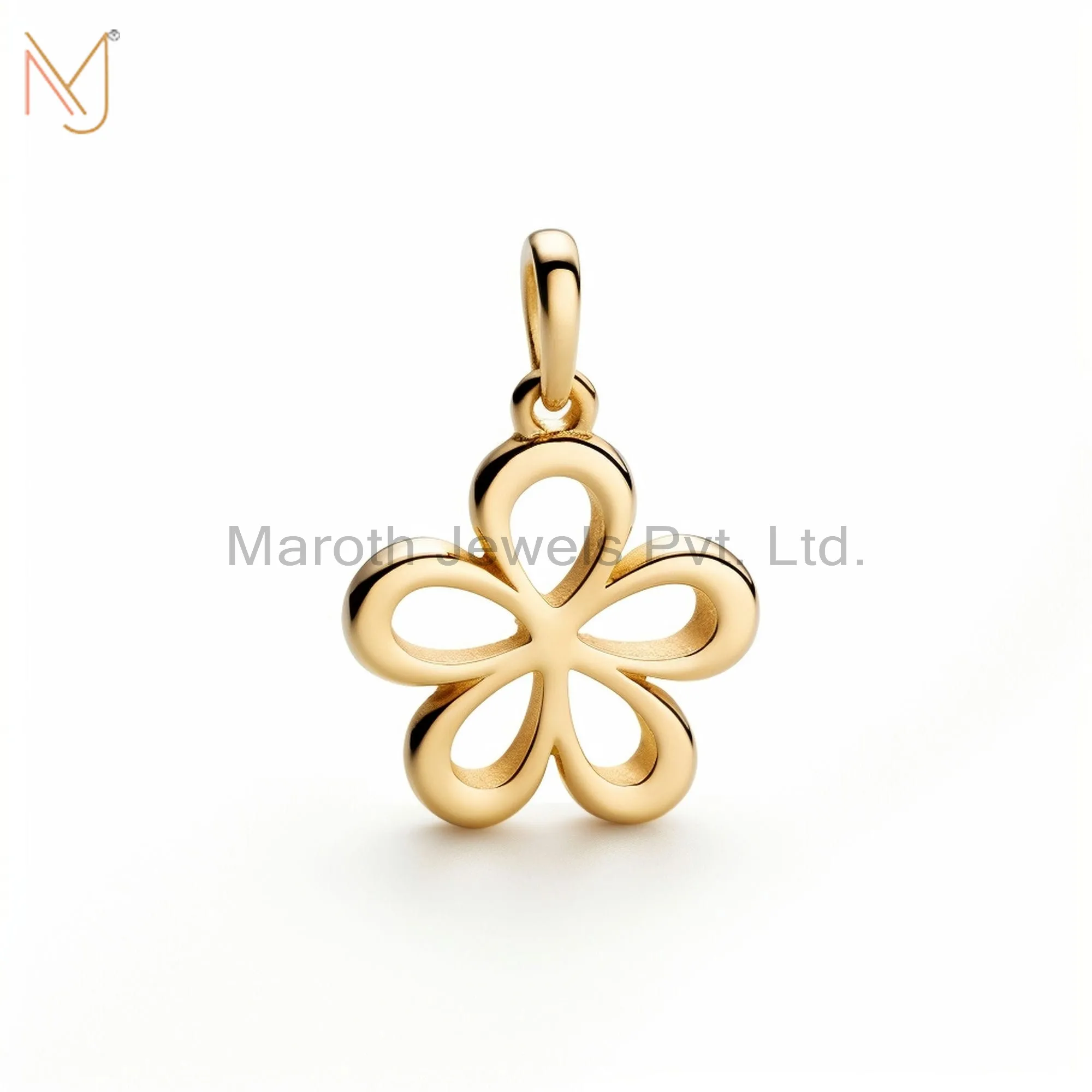 925 Sterling Silver Yellow Gold Clover Design Charm Pendant Custom Jewelry