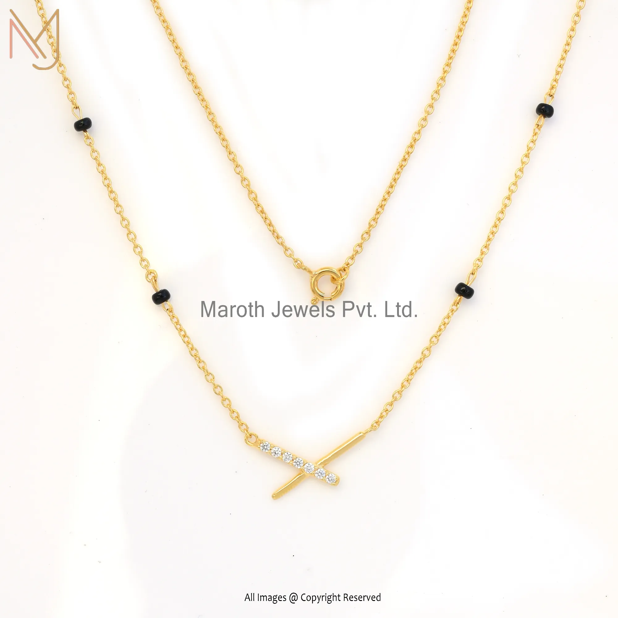 Wholesale 925 Silver Yellow Gold Plated Cubic Zircon Necklace