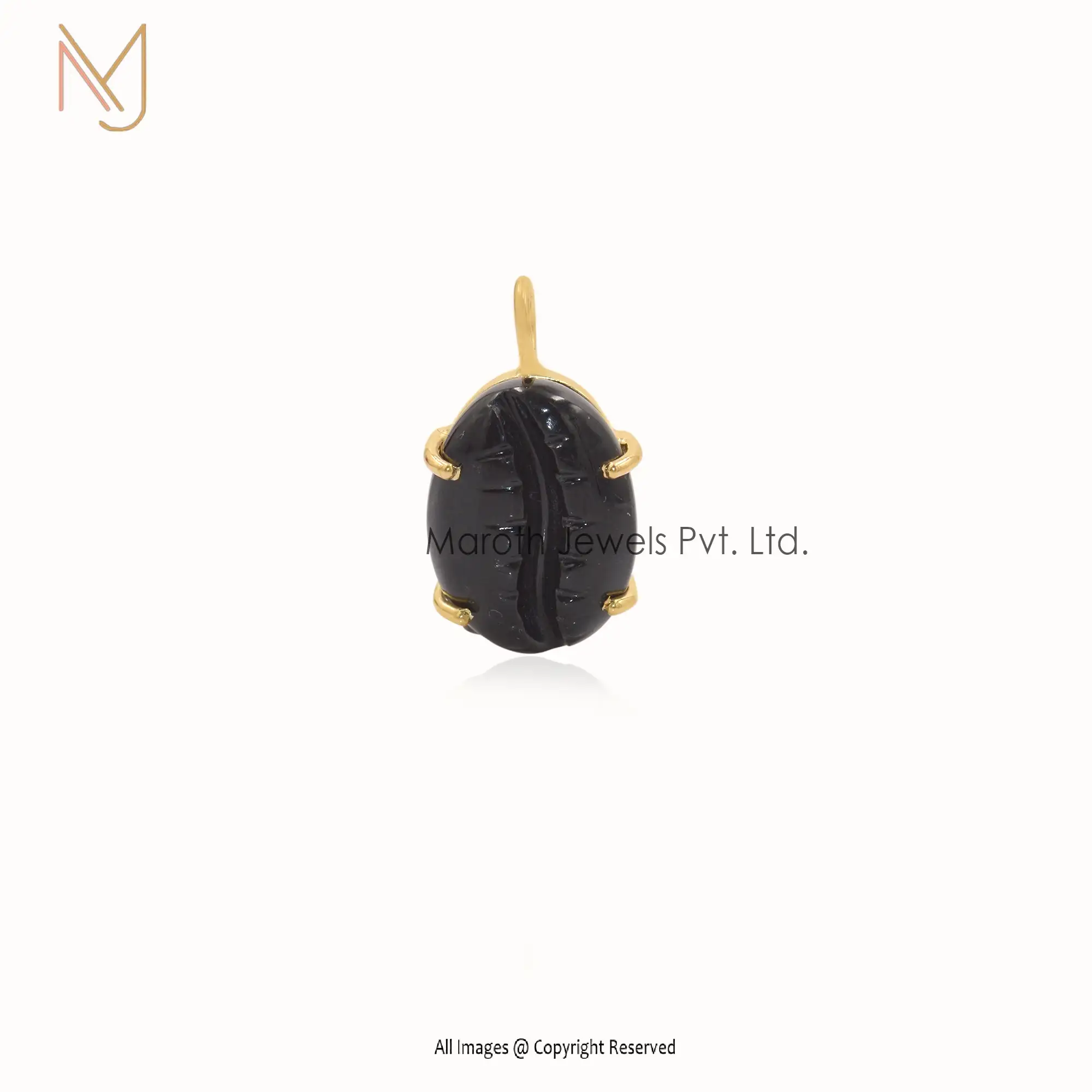 Wholesale 925 Silver Yellow Gold Black Onyx Cowrie Shell Pendant Jewelry