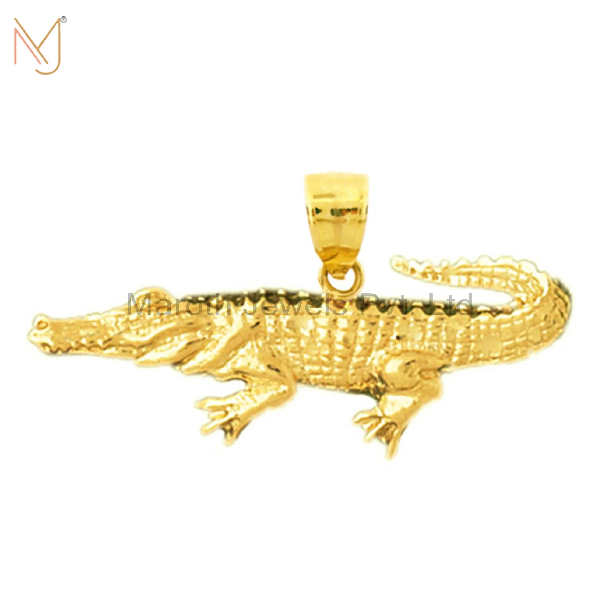 925 Silver Yellow Gold Vermeil Aquatic Crocodile Charm Pendant Jewelry Manufacturer