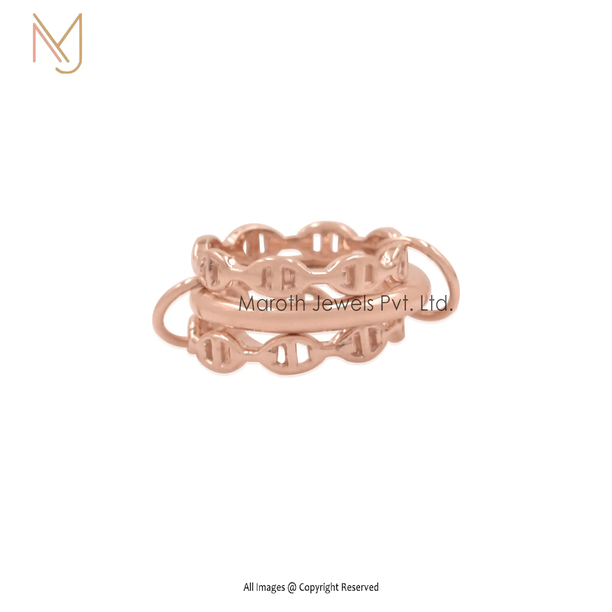 925 Silver Rose Gold Multi Band Cannector Ring Jewelry Manufacturer