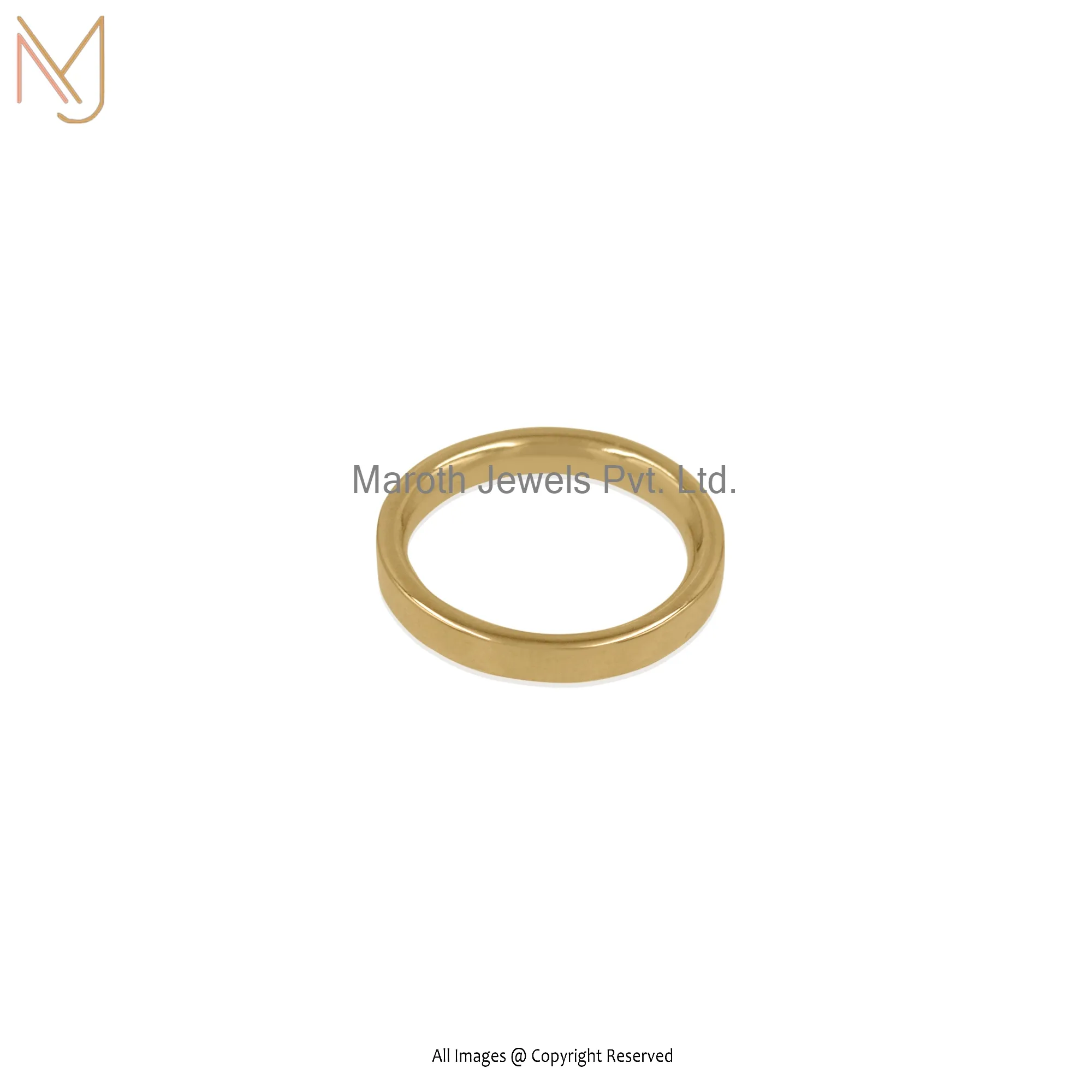 Wholesale 925 Silver Yellow Gold Plated 3 mm width Plain band Ring