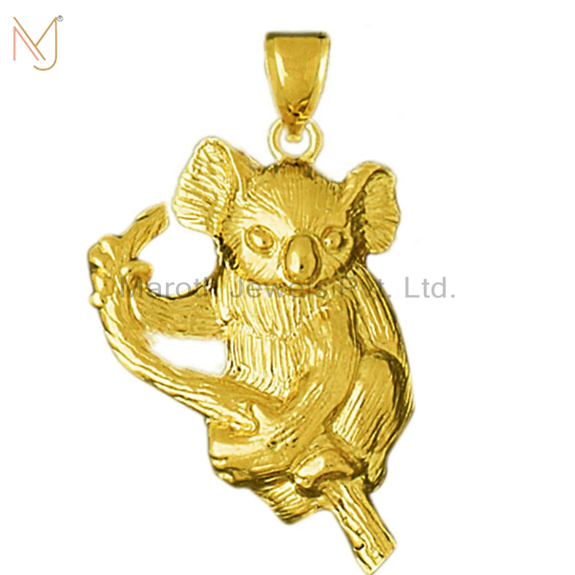 925 Silver Yellow Gold Vermeil Koala Bear Charm Pendant Jewelry Manufacturer