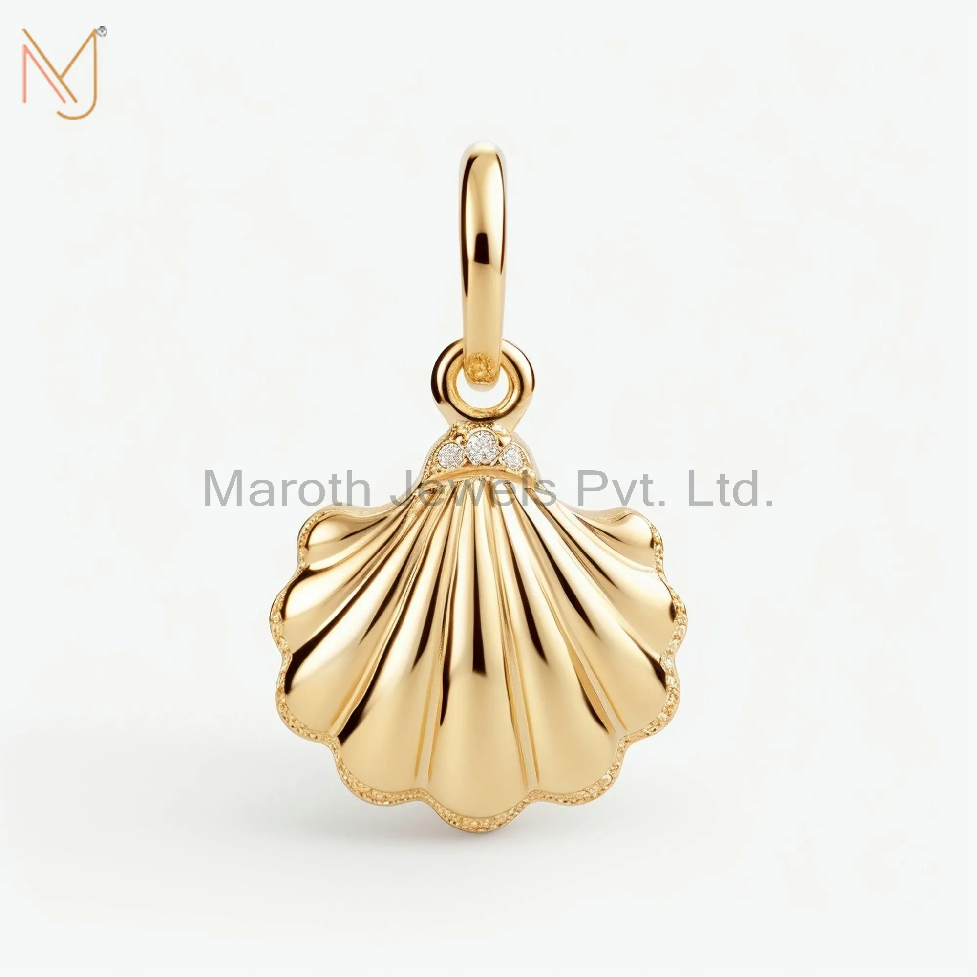 925 Sterling Silver Yellow Gold Plated Moissanite Calico Scallop Shells Pendant Manufacturer