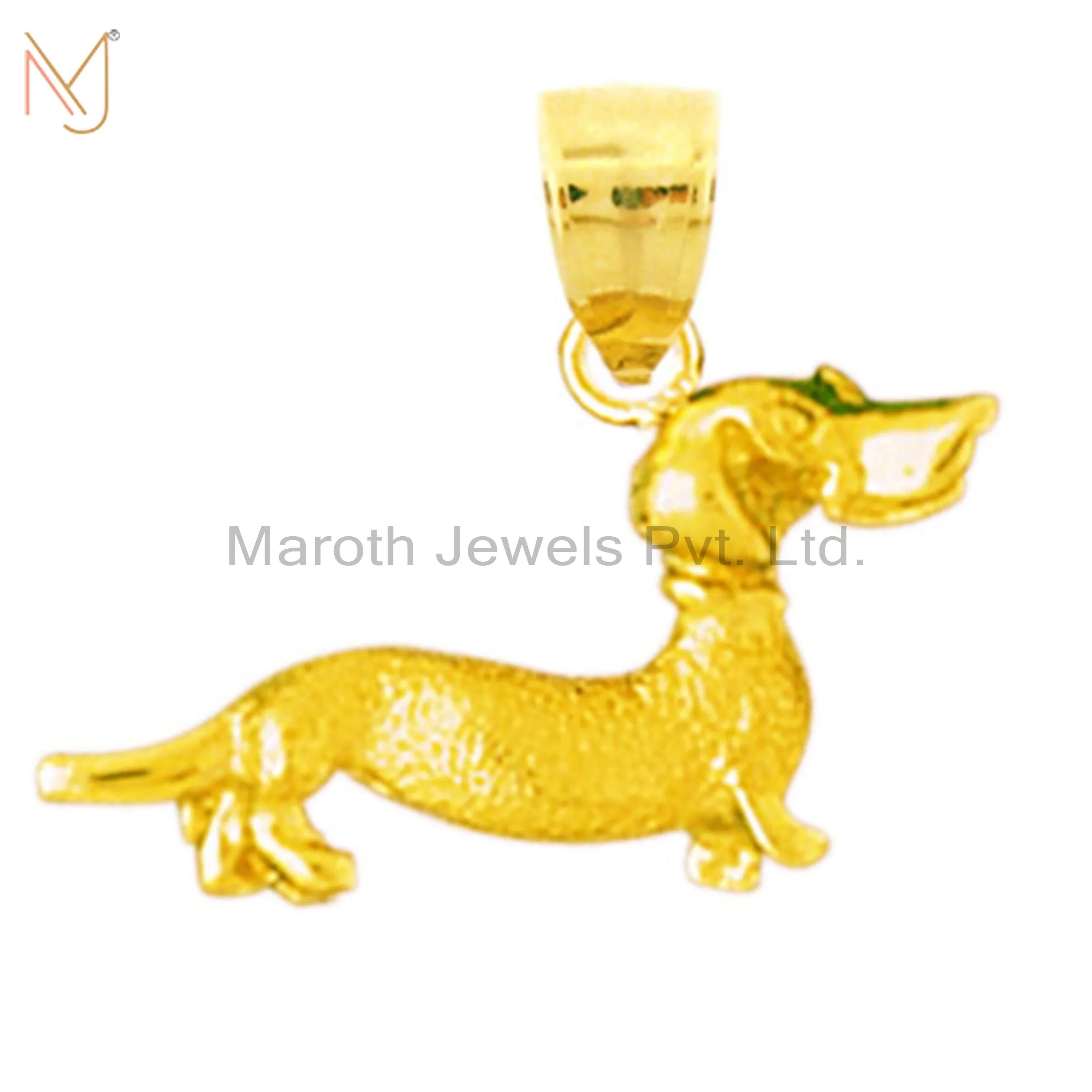 925 Silver Yellow Gold Vermeil Dachshund Dog Charm Pendant Custom Jewelry