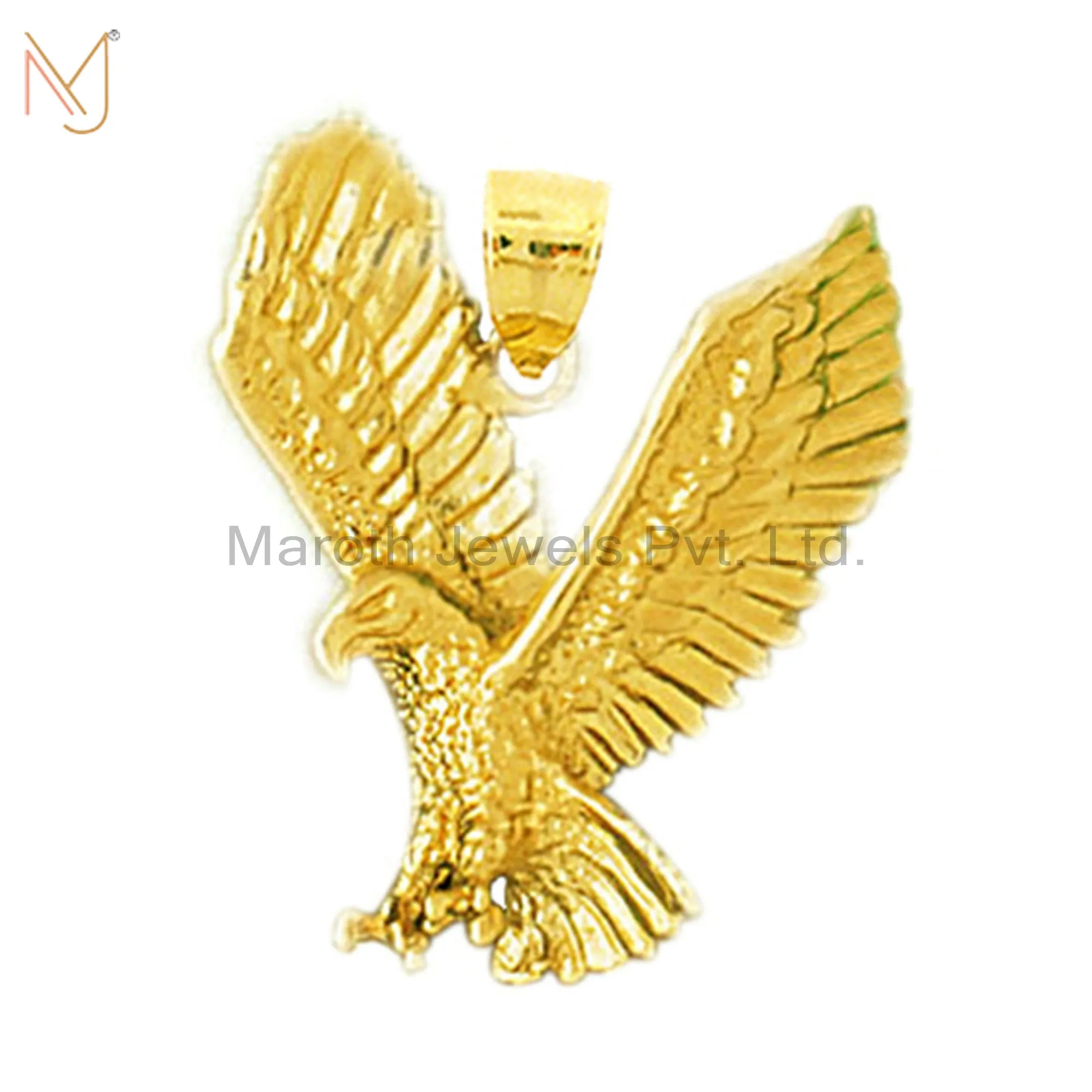 Wholesale 925 Sterling Silver Yellow Gold Plated Fierce Eagle Charm Pendant Jewelry