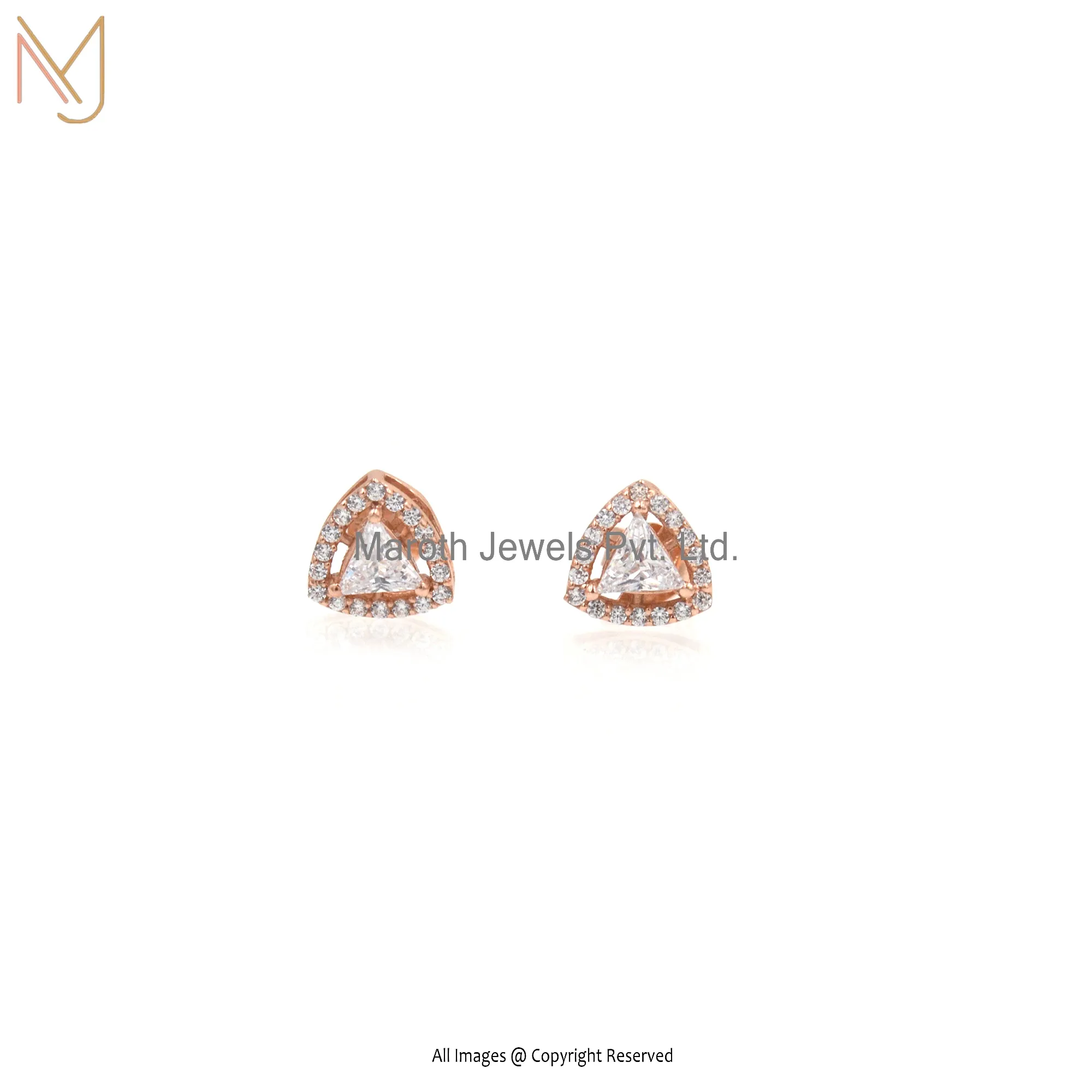 14K Rose Gold Cubic Zircon Earrings Manufacturer