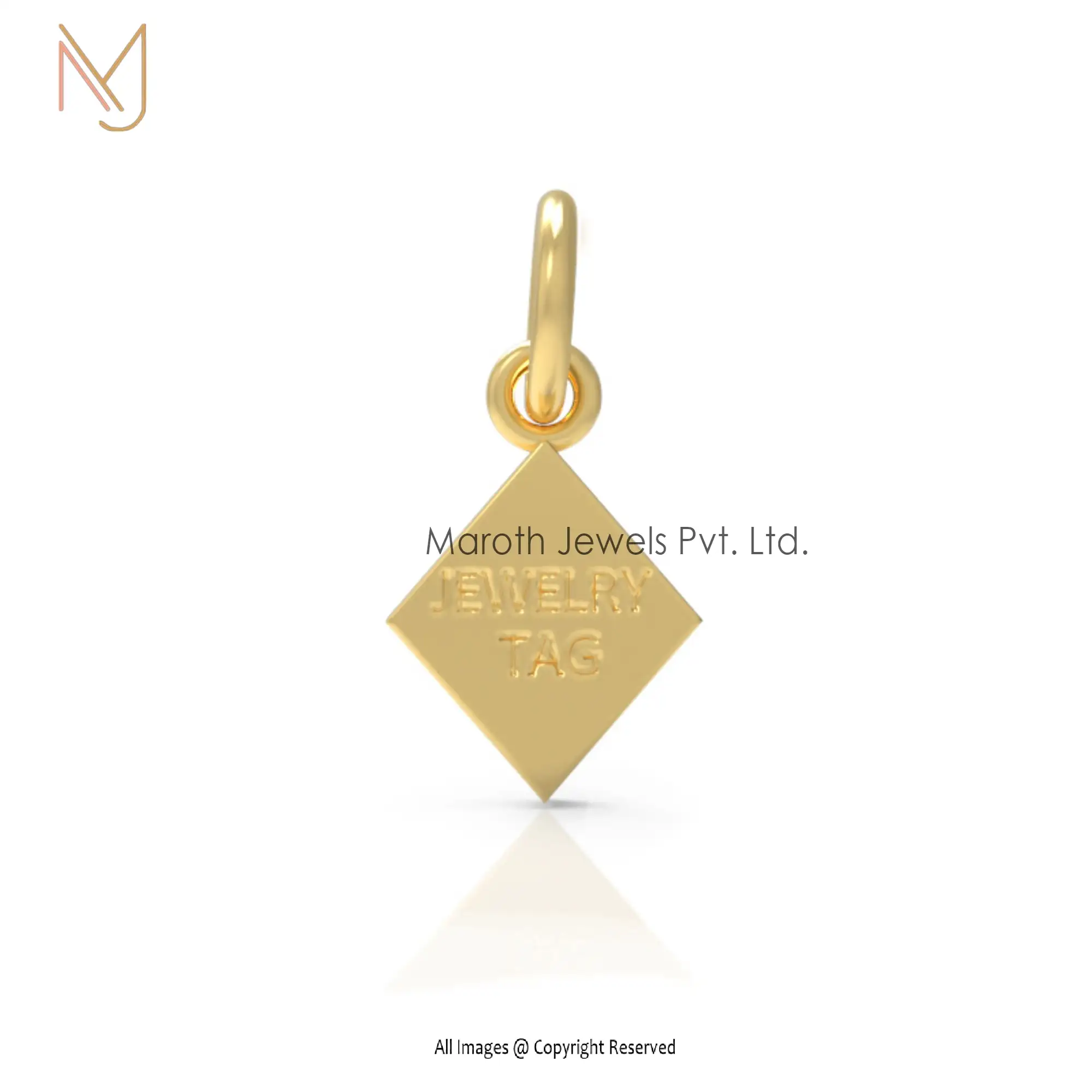 14k Yellow Gold Diamond Shape TAG Pendant Manufacturer