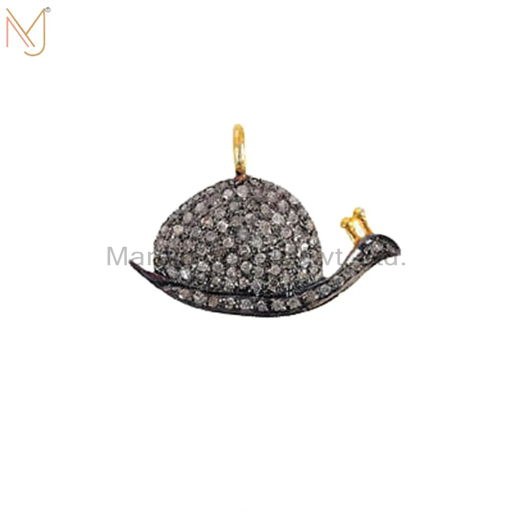 925 Sterling Silver Vintage Style Natural Diamond Pave Snail Charm Pendant Jewelry Manufacturer