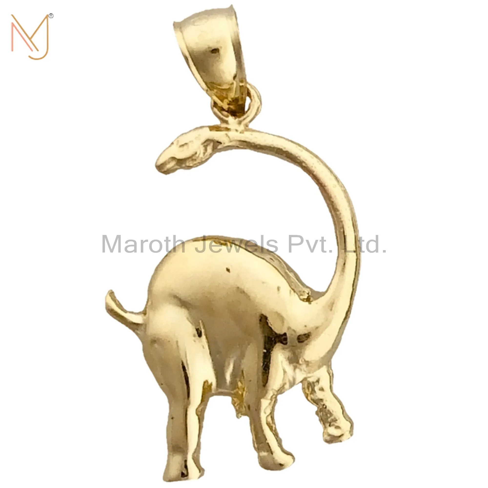 Wholesale 925 Silver Yellow Gold Plated Brontosaurus Charm Pendant Jewelry