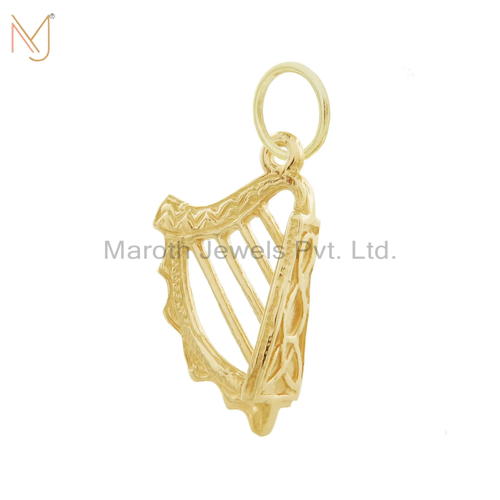 925 Silver Gold Plated Harp Charms Pendant Jewelry Manufacturer
