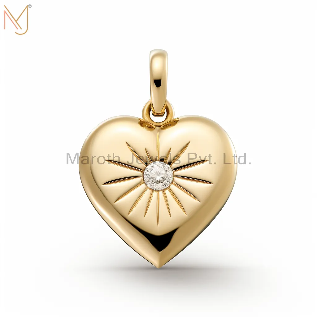 925 Sterling Silver Yellow Gold Moissanite Diamond Heart Pendant Jewelry USA