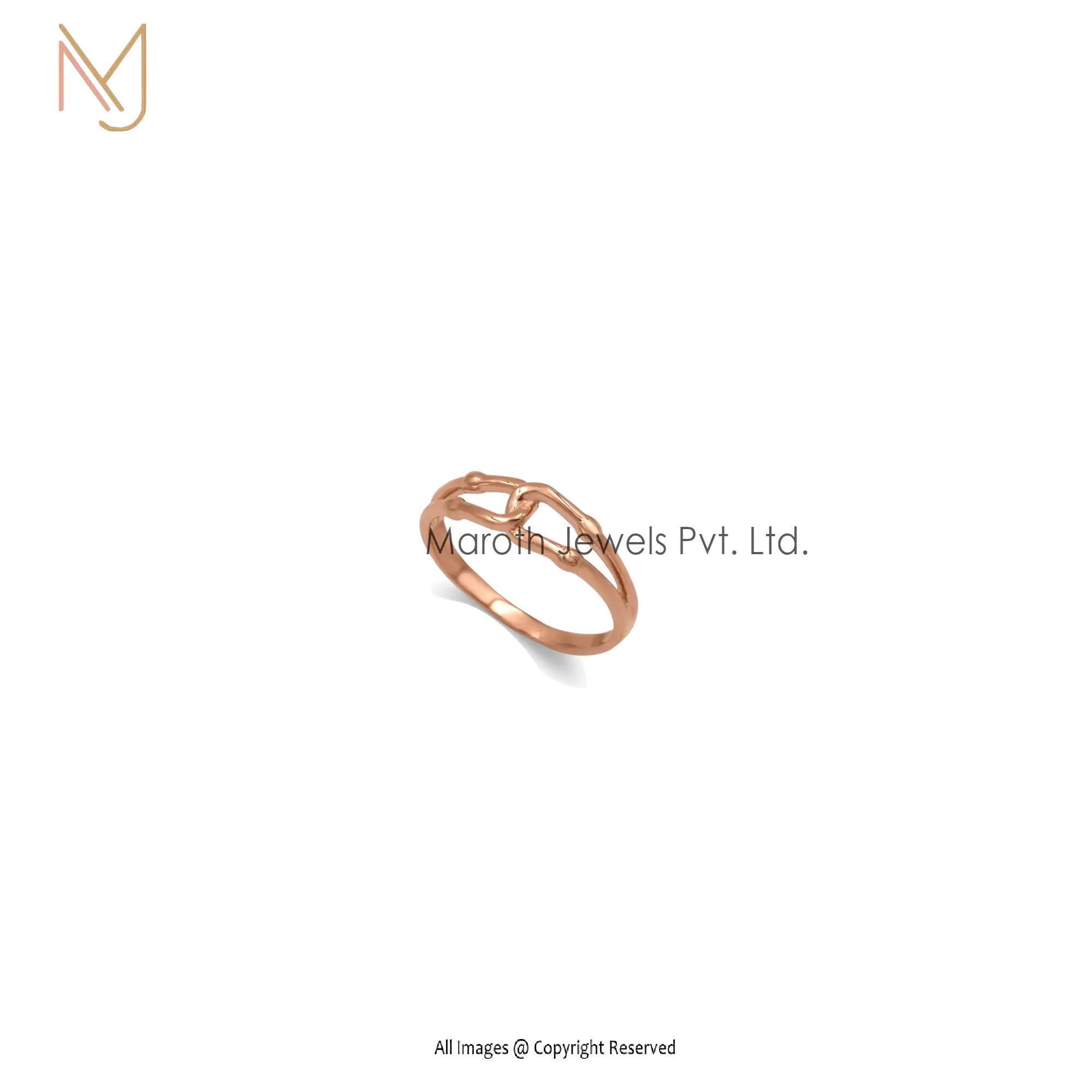 925 Sterling Silver Rose Gold Plated Knot Ring Jewelry Manufacturer