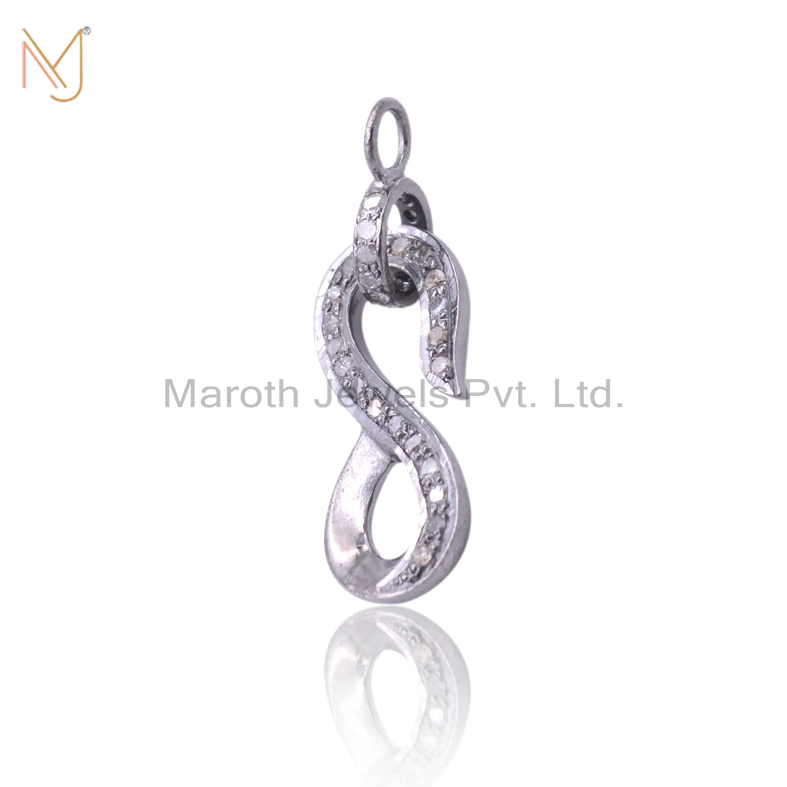 925 Silver RH Plated Diamond Initial S Lobster Clasp Lock Finding Jewelry Manufacturer