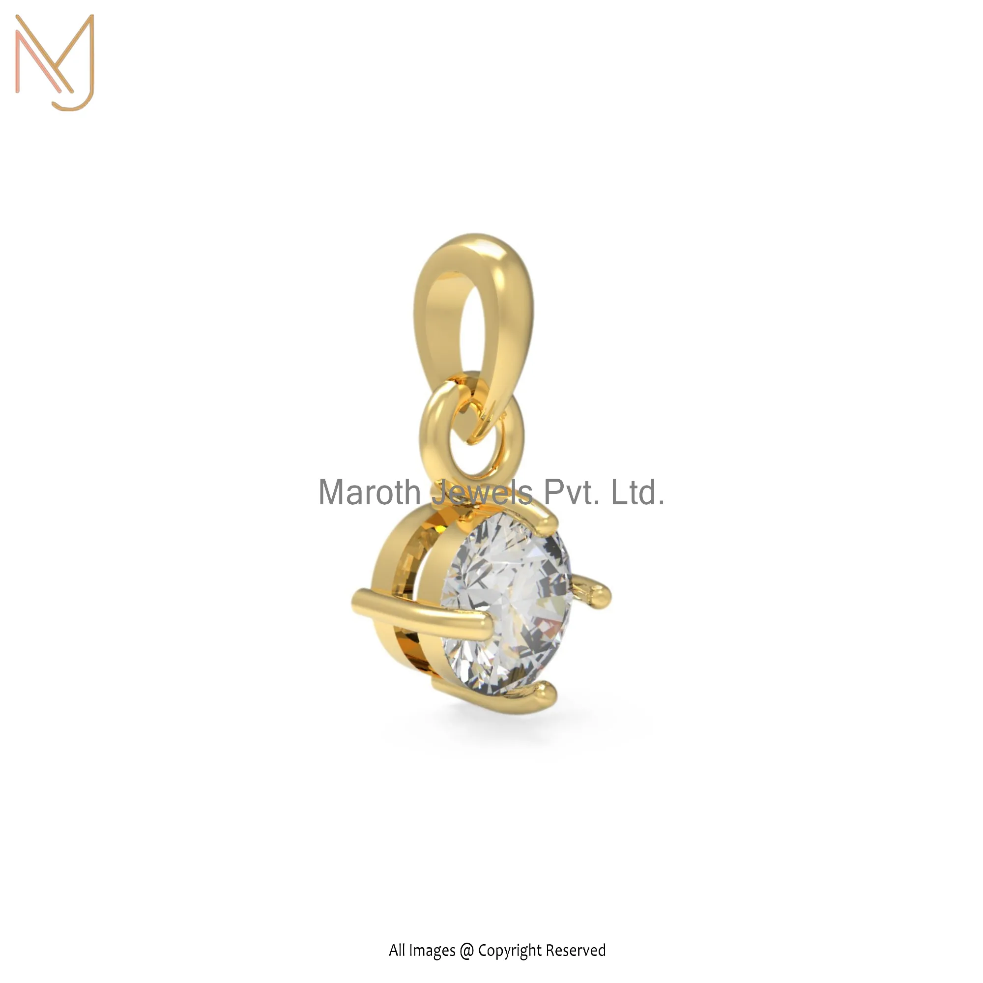 925 Silver Yellow Gold Plated And Moissanite Tag Pendant Jewelry Manufacturer