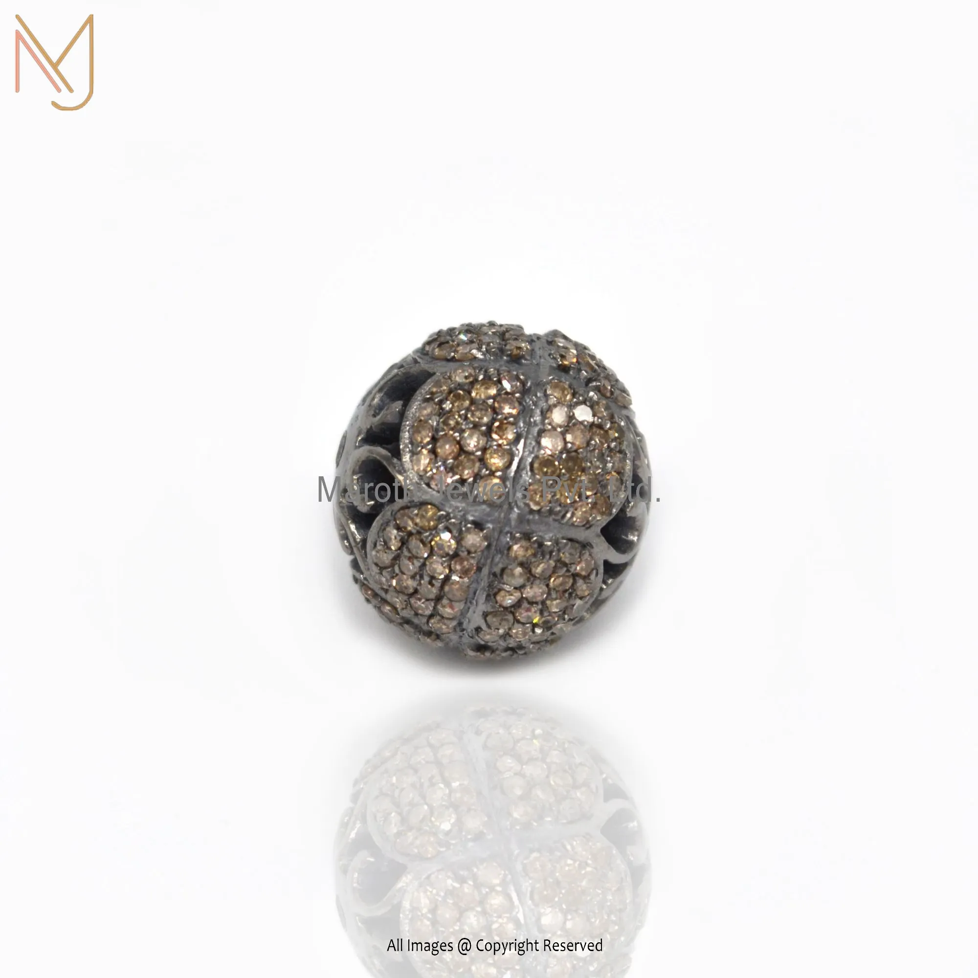 925 Silver Diamond Round Beads Handmade Connector Finding Jewelry Manufacturer