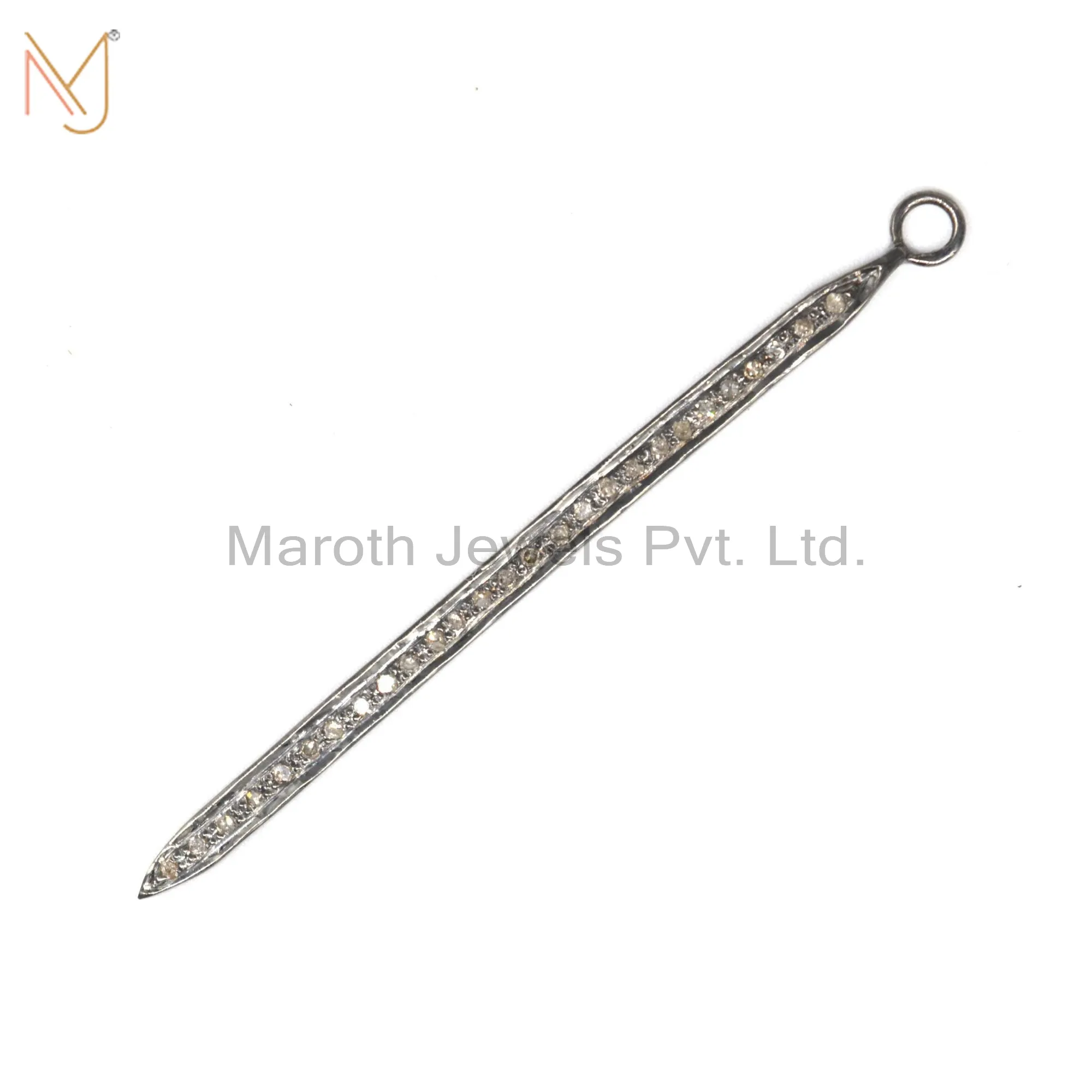 925 Silver Rhodium Plated Pave Diamond Charms Pendant Jewelry Manufacturer