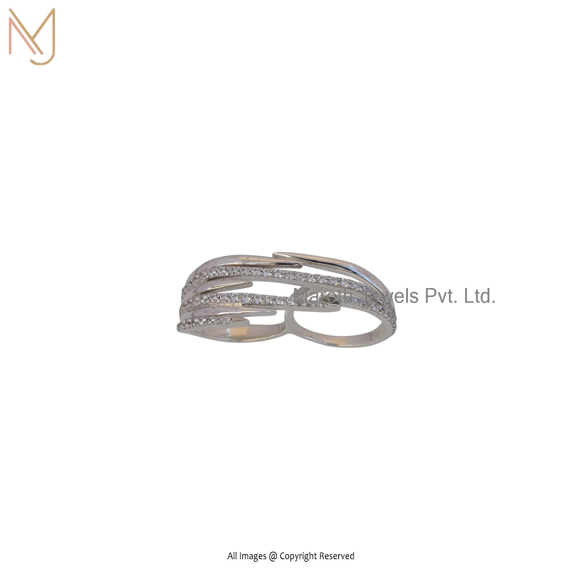 14K Cubic Zircoina Two Finger Ring Manufacturer