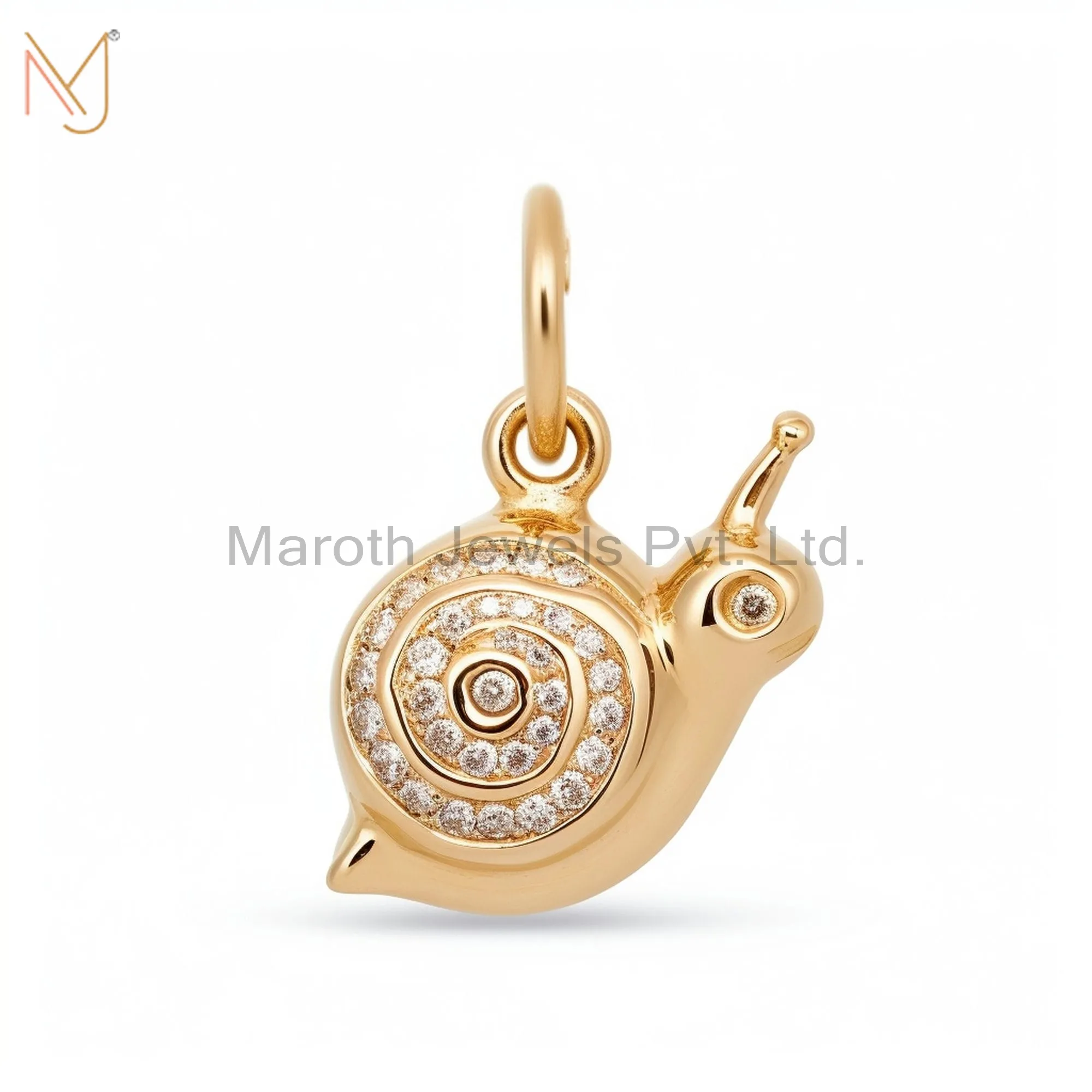 925 Sterling Silver Yellow Gold Plated Moissanite Snail Charm Pendant Jewelry USA