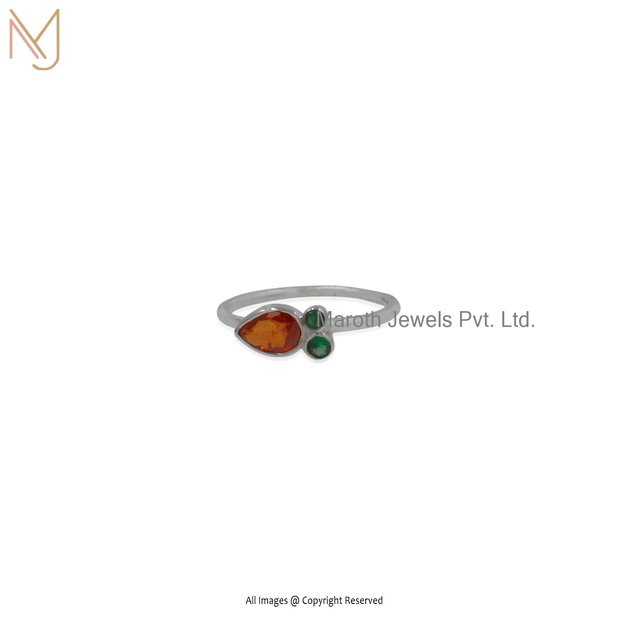 Wholesale 925 Silver Natural Silver Orange Cubic Zirconia Gemstone Tourmaline Ring