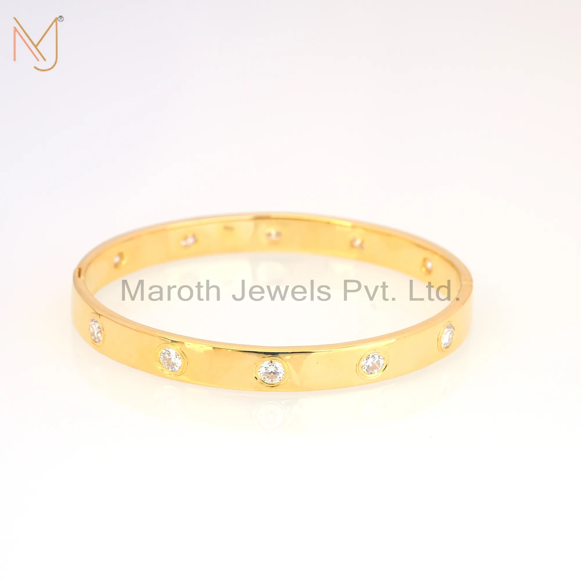 14K Yellow Gold Rose Gold Plated Moissanite Bangle Bracelet Jewelry Supplier