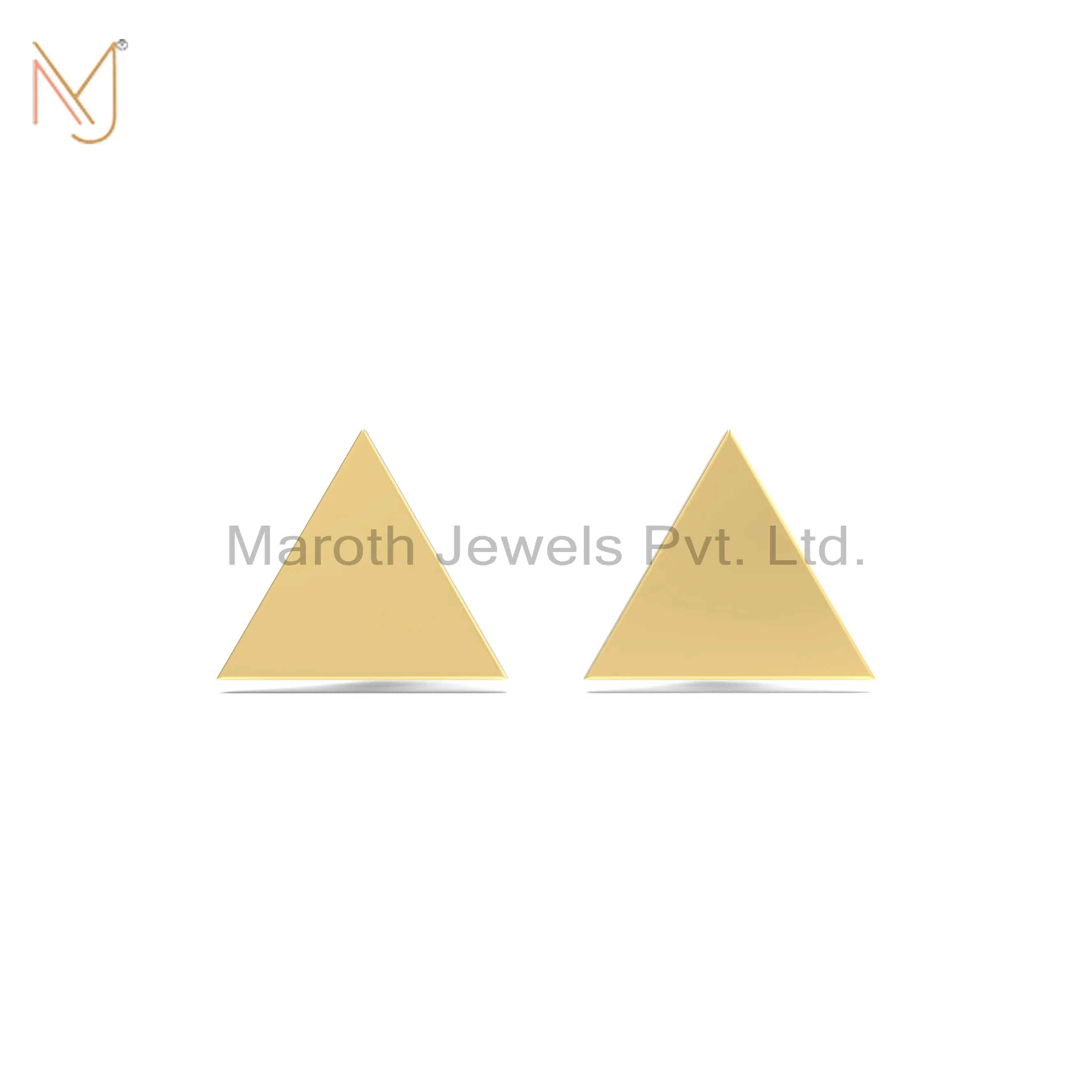 Wholesale 925 Silver Yellow Gold Plated Triangle Stud Earring Jewelry