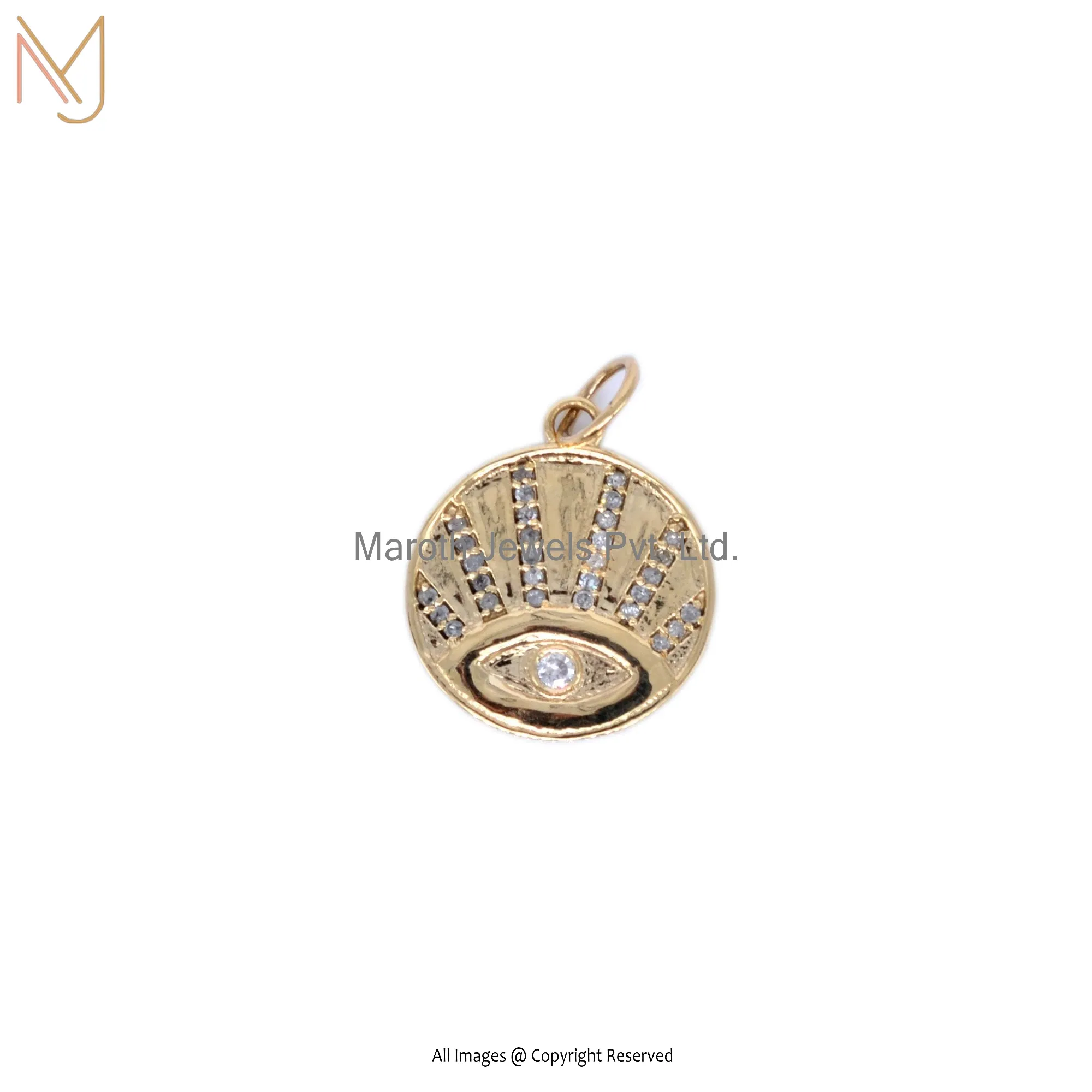 925 Silver Gold Diamond Round Pendant Charm Holder Jewelry Manufacturer