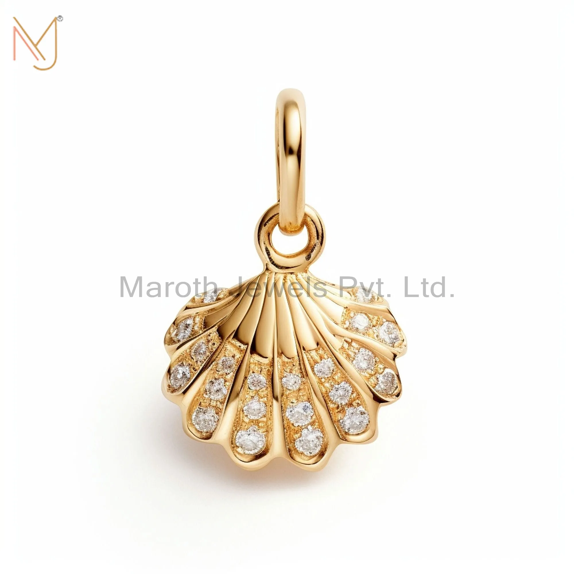 925 Sterling Silver Yellow Gold Plated Moissanite Calico Scallop Pendant Jewelry Manufacturer