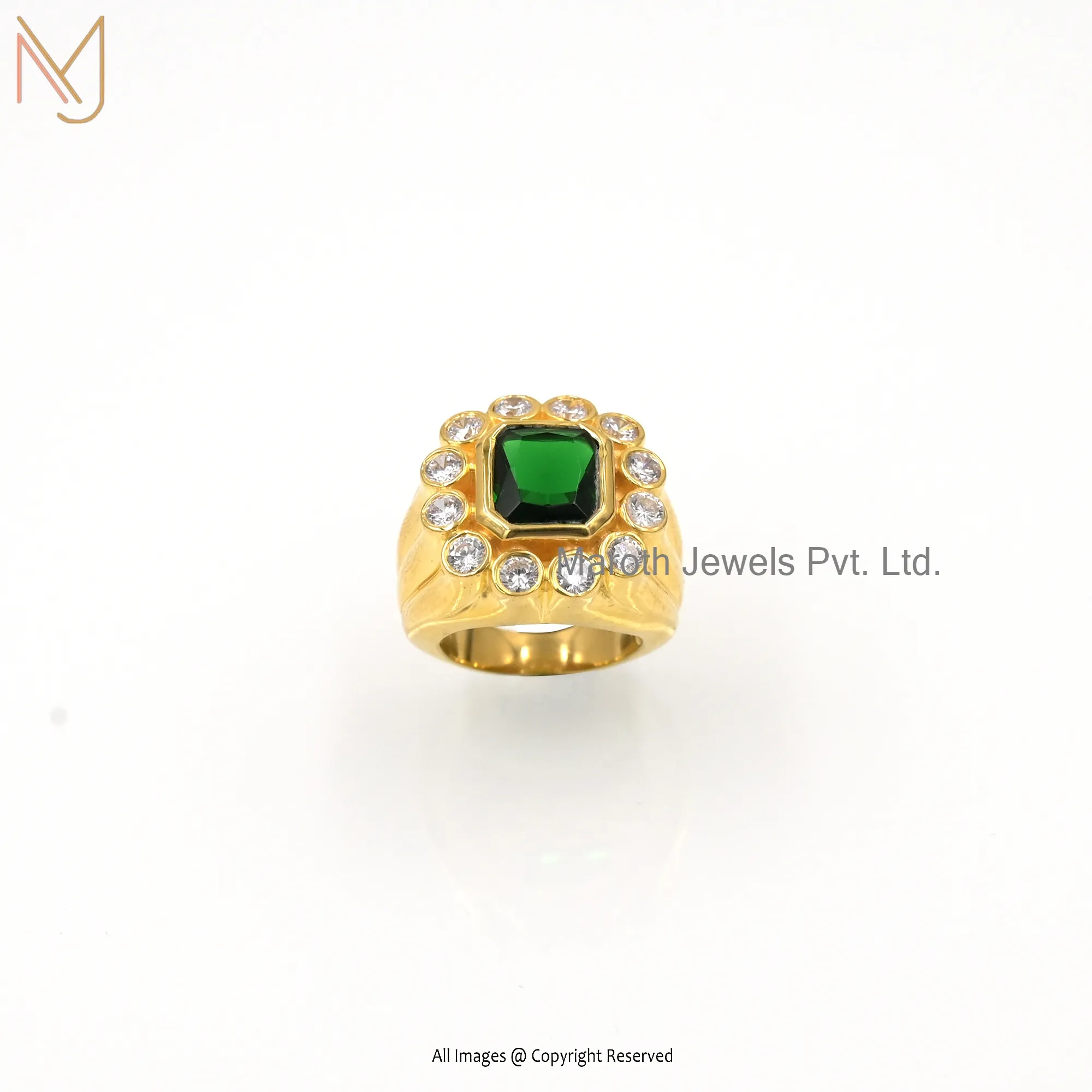 14K Emerald Cz & White Topaz Ring Jewelry Supplier