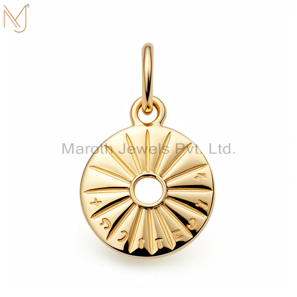 925 Sterling Silver Yellow Gold Plated Sundial Shell Charm Pendant Jewelry supplier