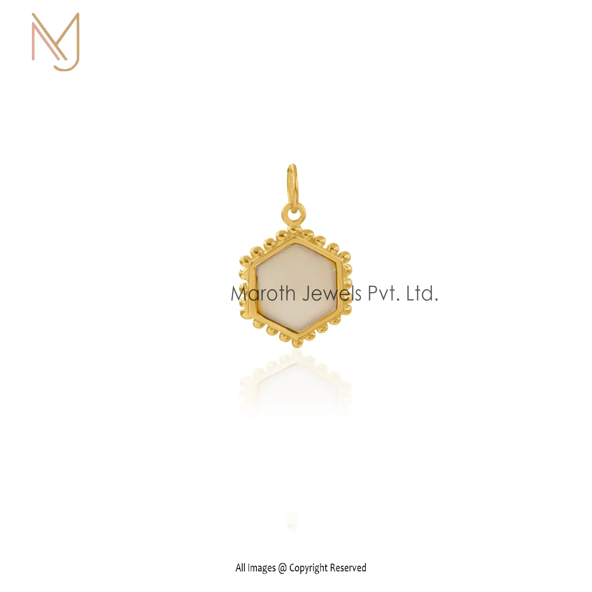 925 Silver Yellow Gold Smoky Quartz Octagon Pendant Jewelry Supplier