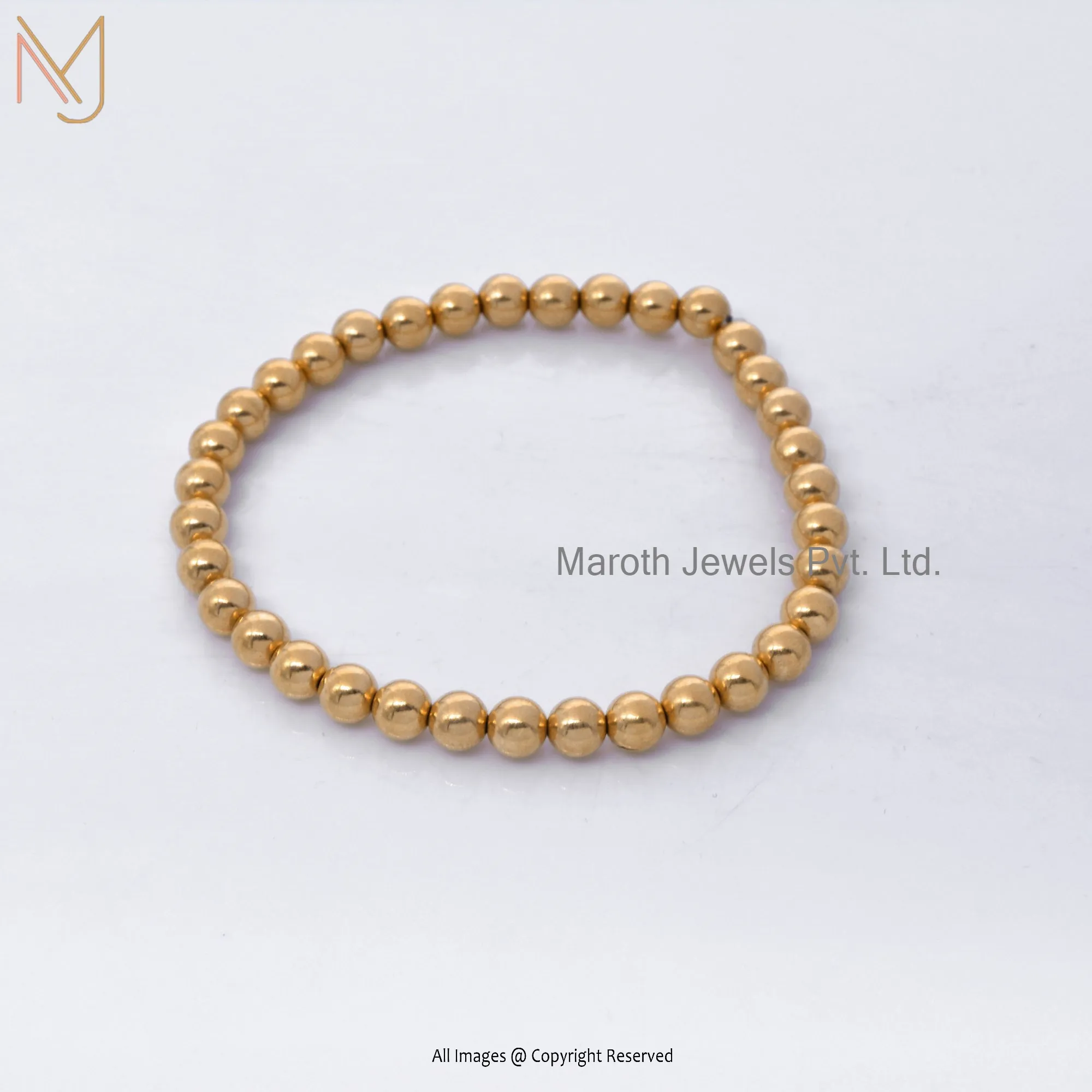 925 Silver Yellow Gold Plated Beads Bracelets Custom Jewelry