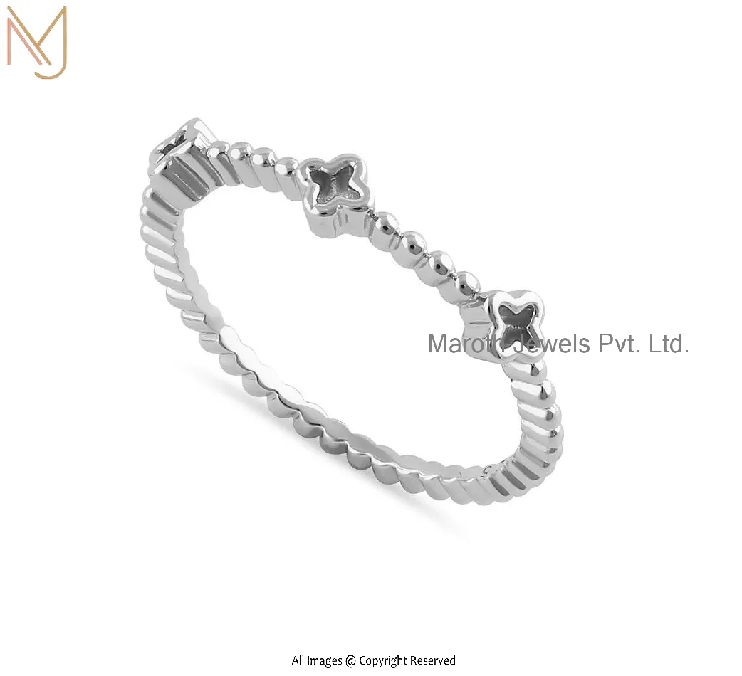 925 Sterling Silver Thin Multi-Greek Cross and Bead Ring Manufacturer