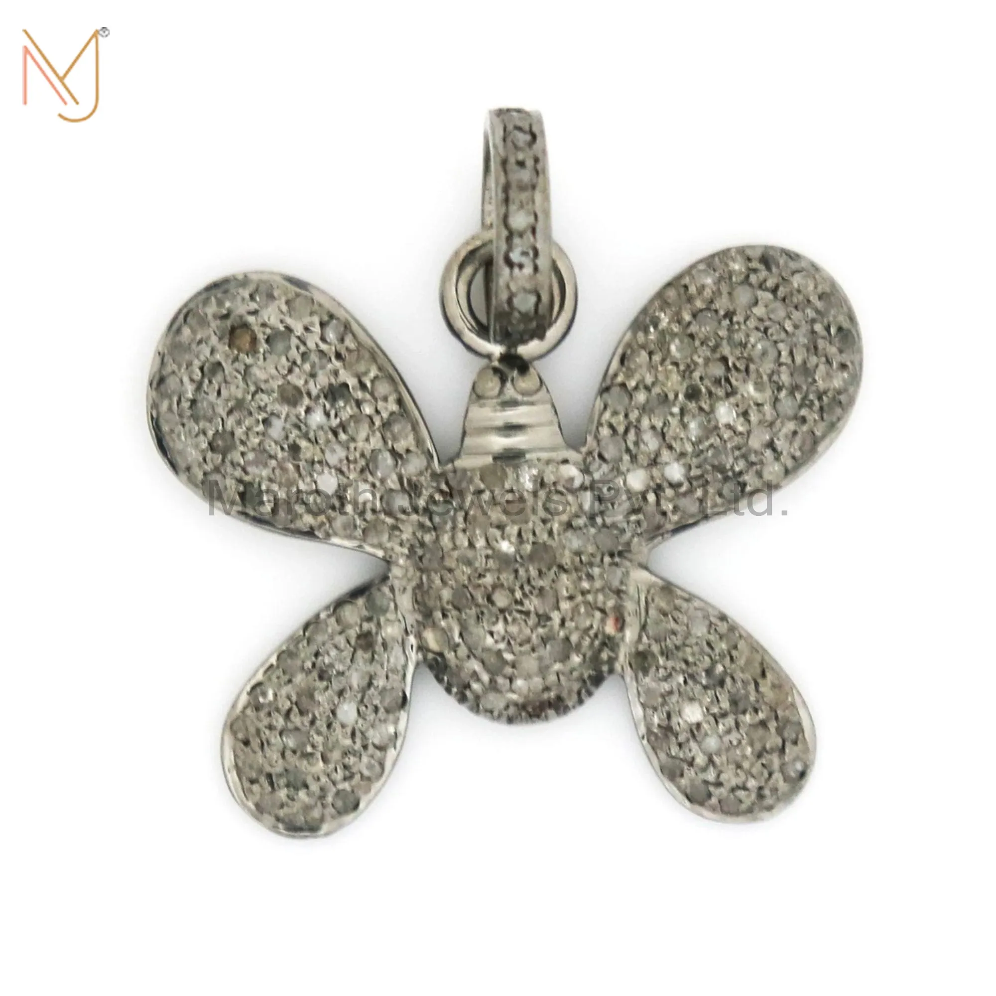 925 Silver Pave Diamond Butterfly Charms Pendant Jewelry Manufacturer