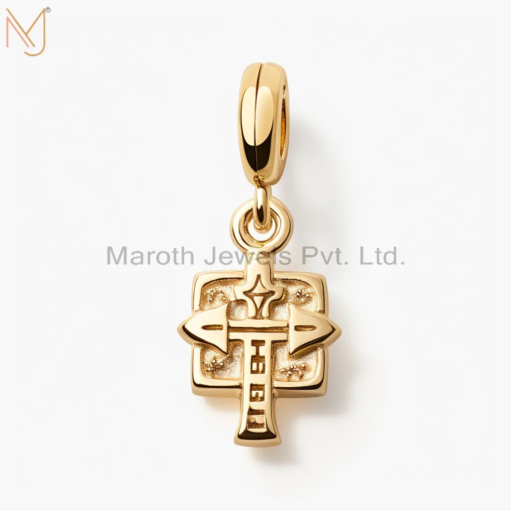 925 Sterling Silver Yellow Gold Plated Christian Spiritual Tabiz Charm Pendant Custom Jewelry