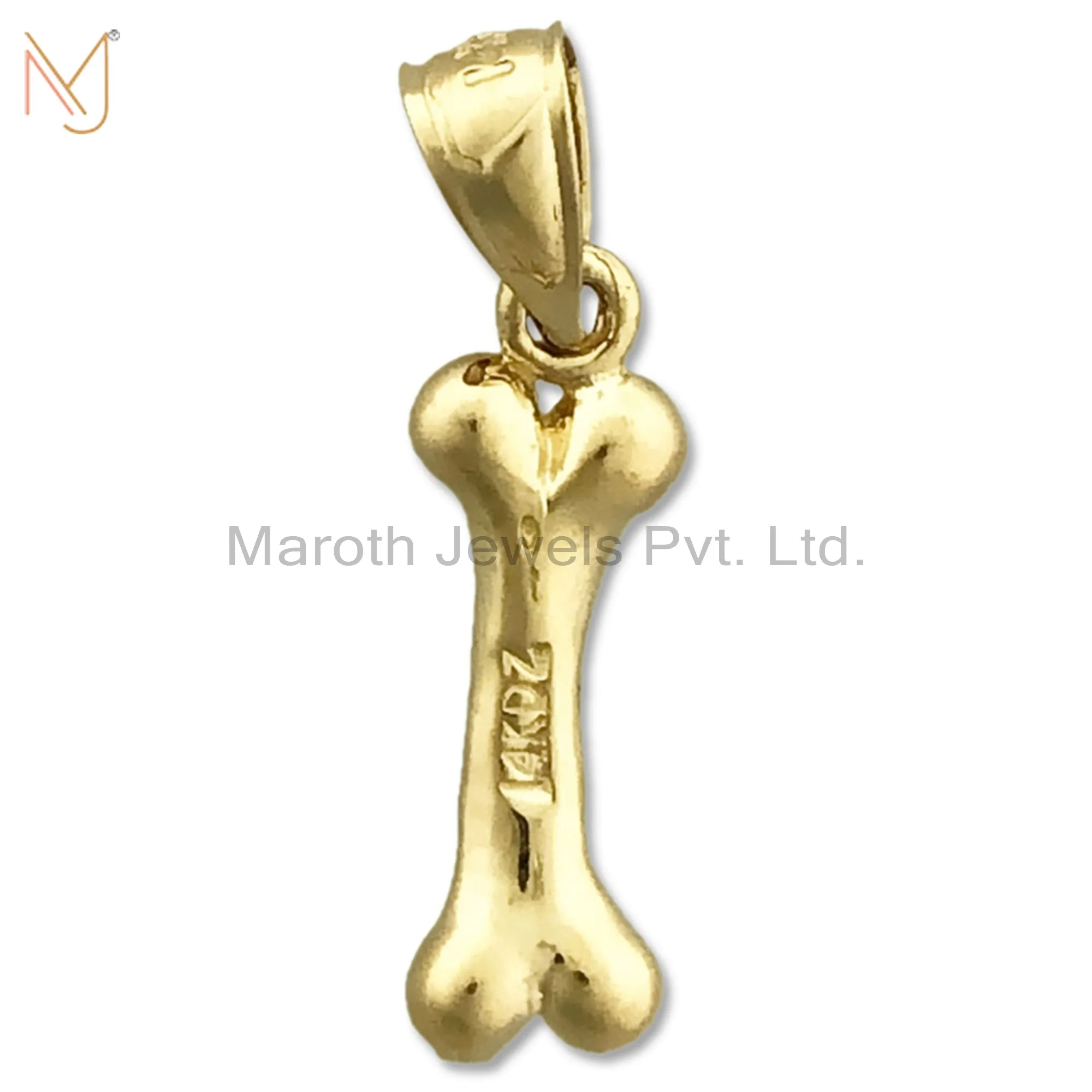 925 Silver Yellow Gold Plated Dog Bone Charm Pendant Jewelry Supplier