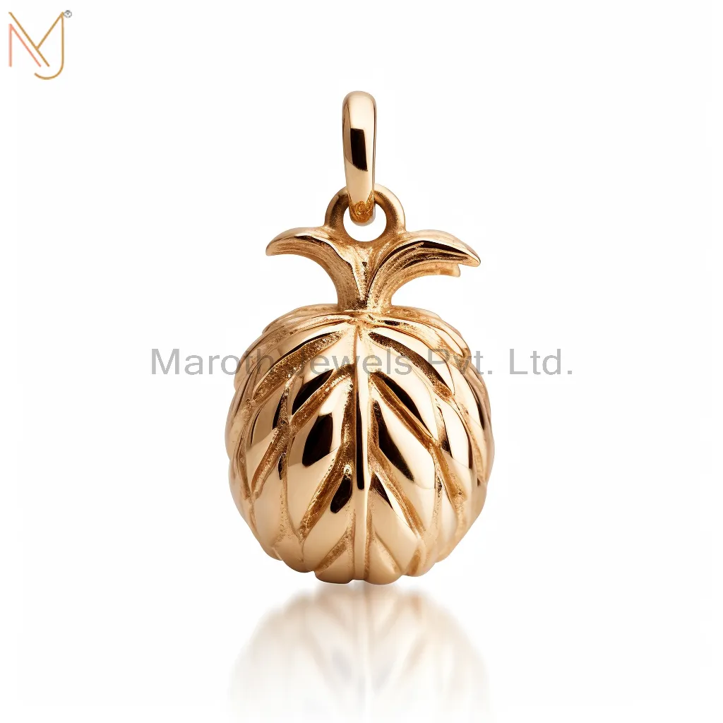 925 Sterling Silver Yellow Gold Plated Pineapple Pendant Custom Jewelry