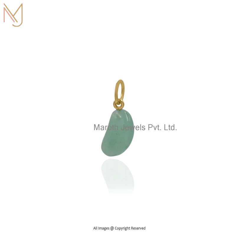 925 Silver Yellow Gold Plated Amazonite Kidney Bean Pendant Jewelry Supplier