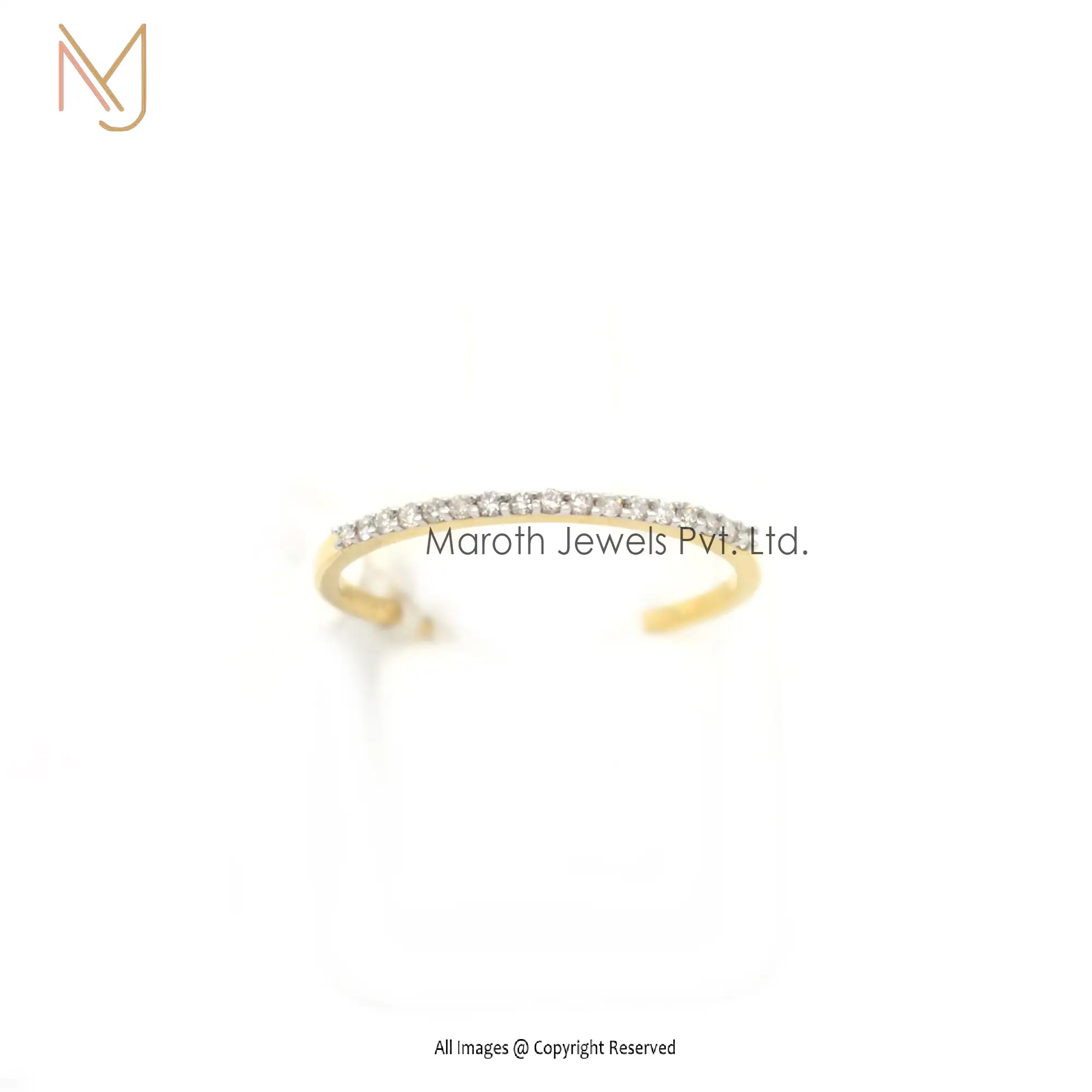 925 Silver Gold Pave Diamond Engagement Band Ring Manufacturer