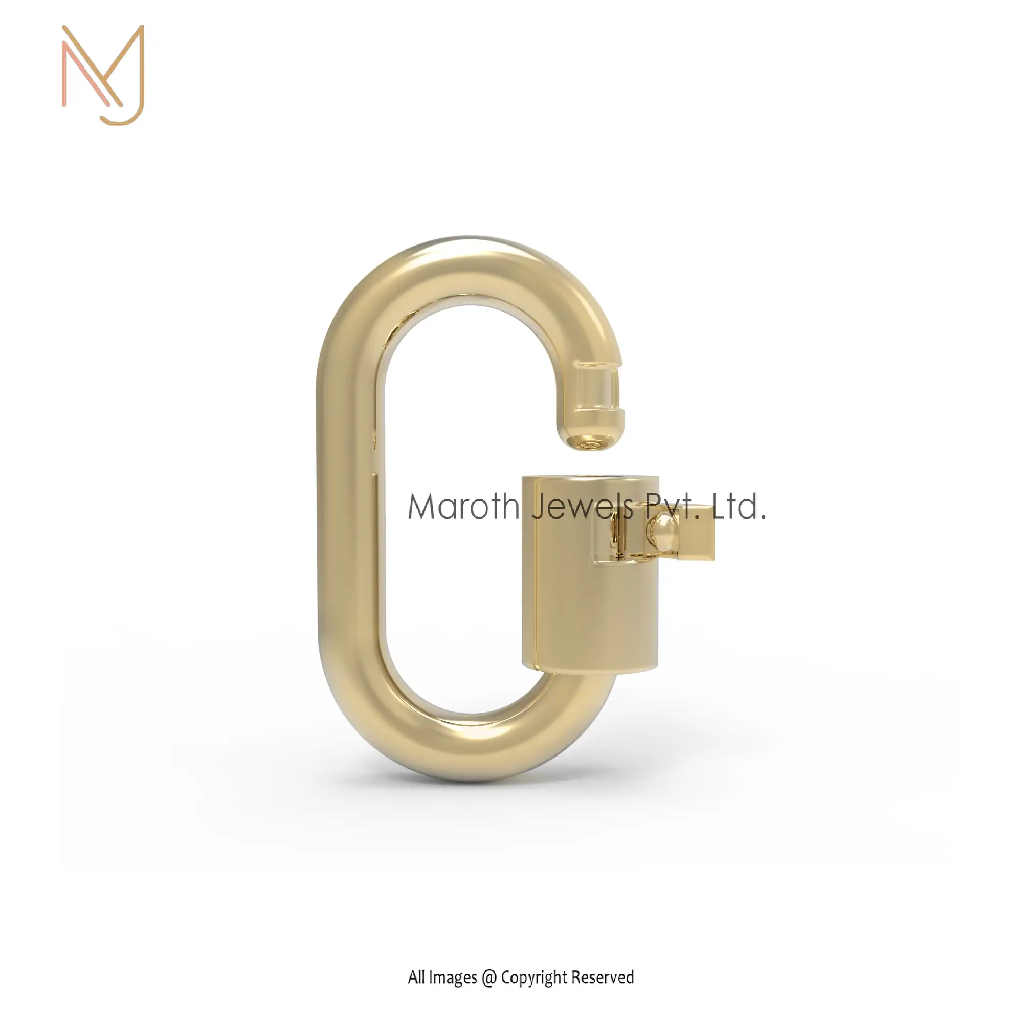 Private Label 14k Rose Gold Plated Carabiner Lock Jewelry