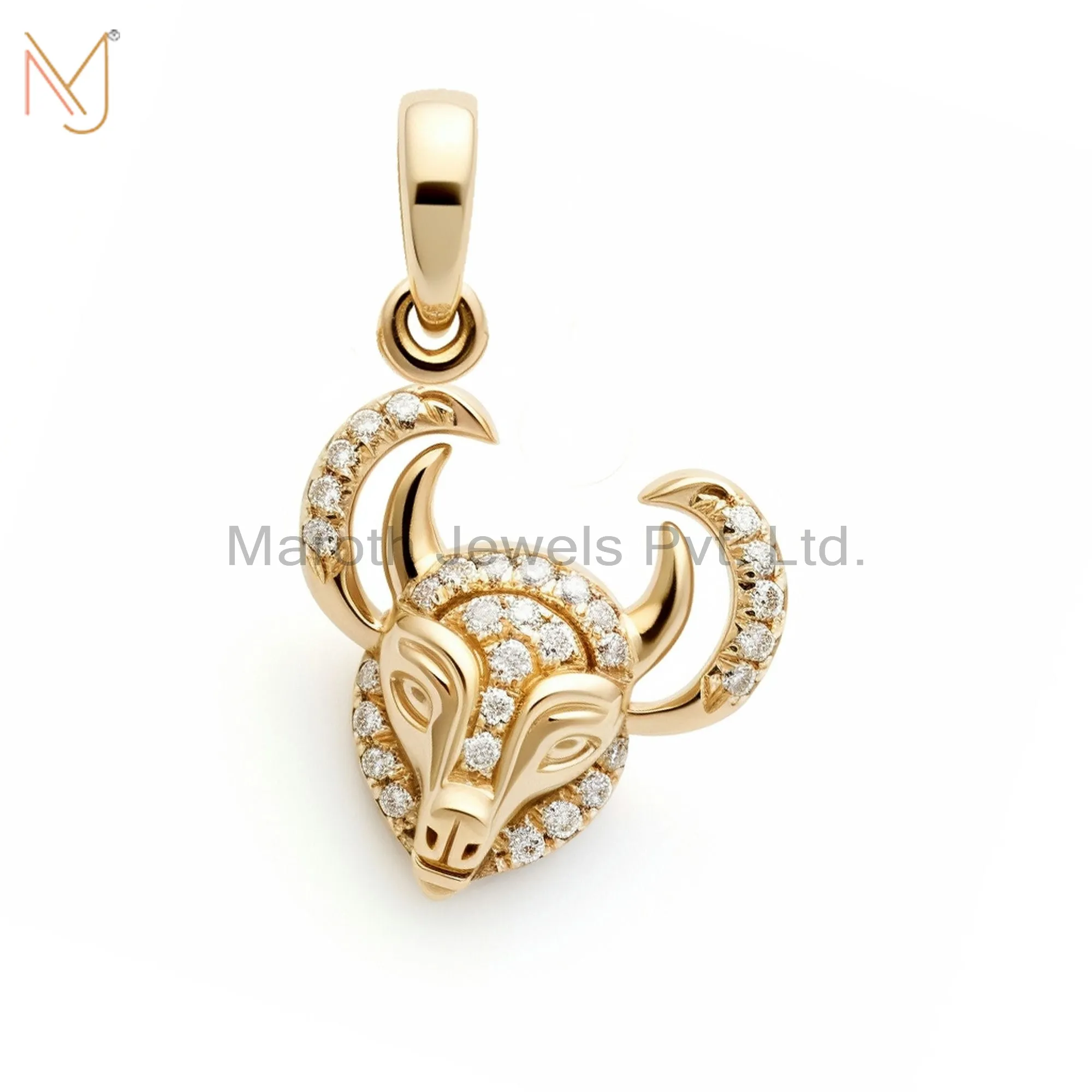 925 Sterling Silver Yellow Gold Plated Moissanite Small Rams Horn Charm Pendant Jewelry Manufacturer