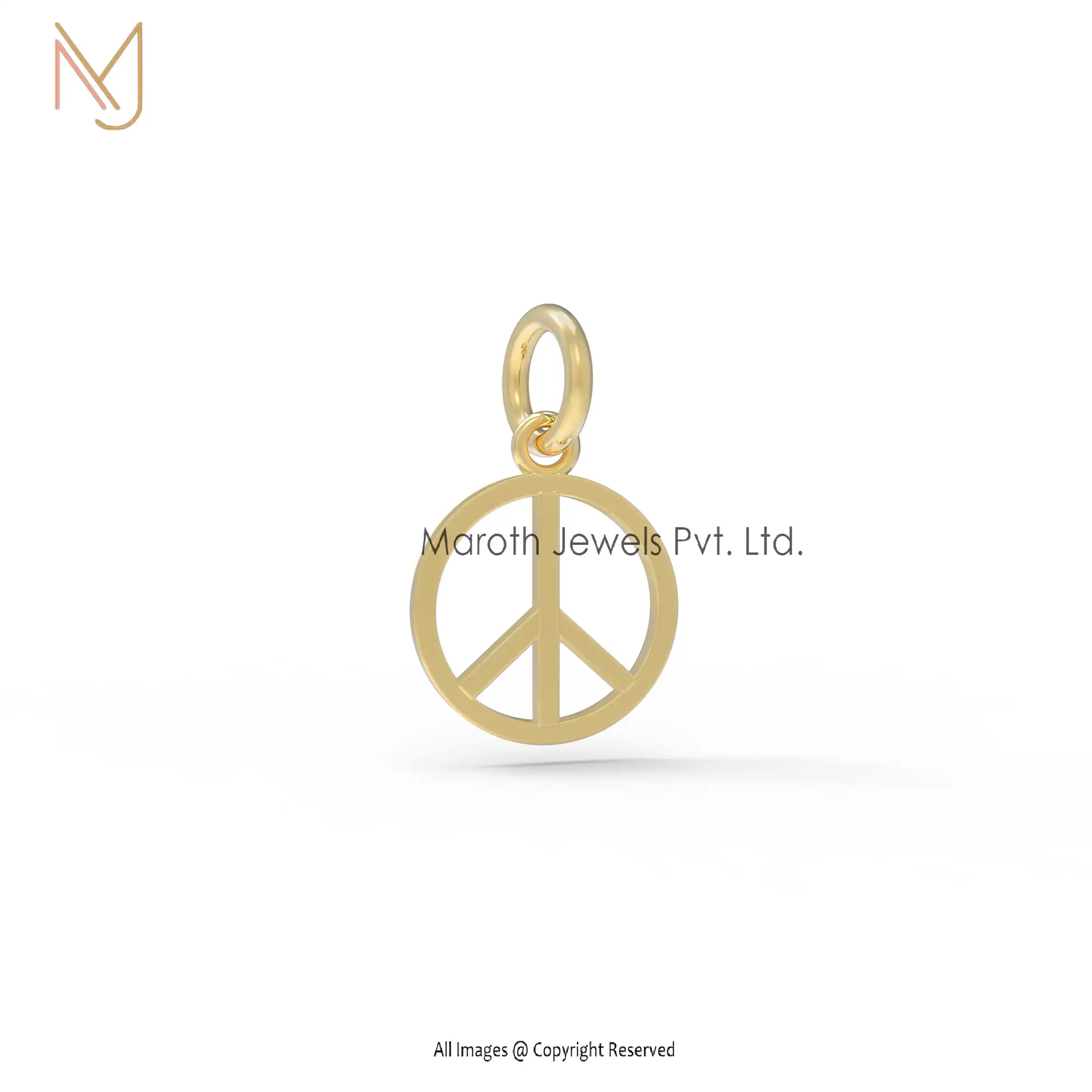 14K Yellow Gold Round Disc Sign Charm Pendant Jewelry Supplier