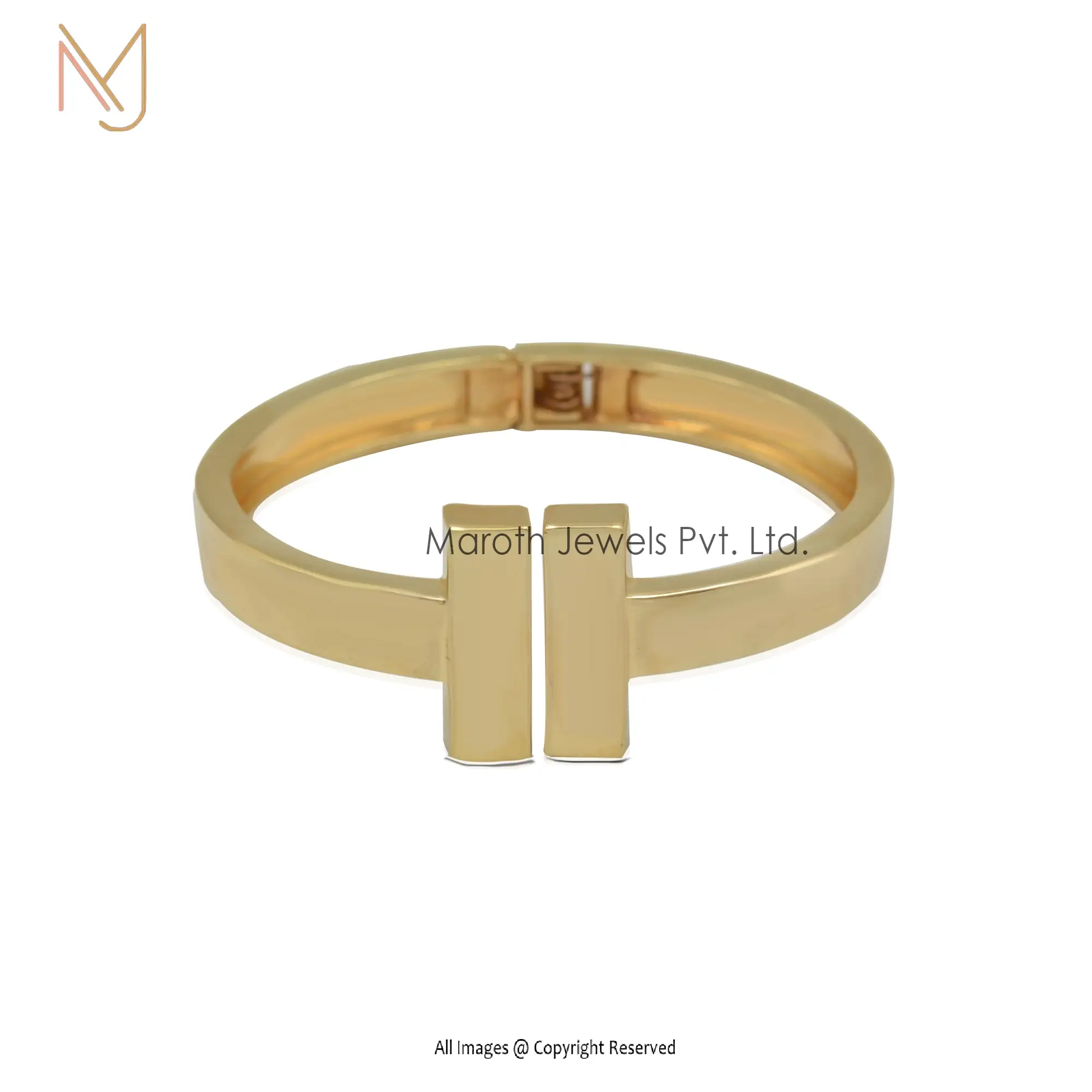 14K Yellow Gold Plated T Cuff Bangle Jewelry Manufacturer